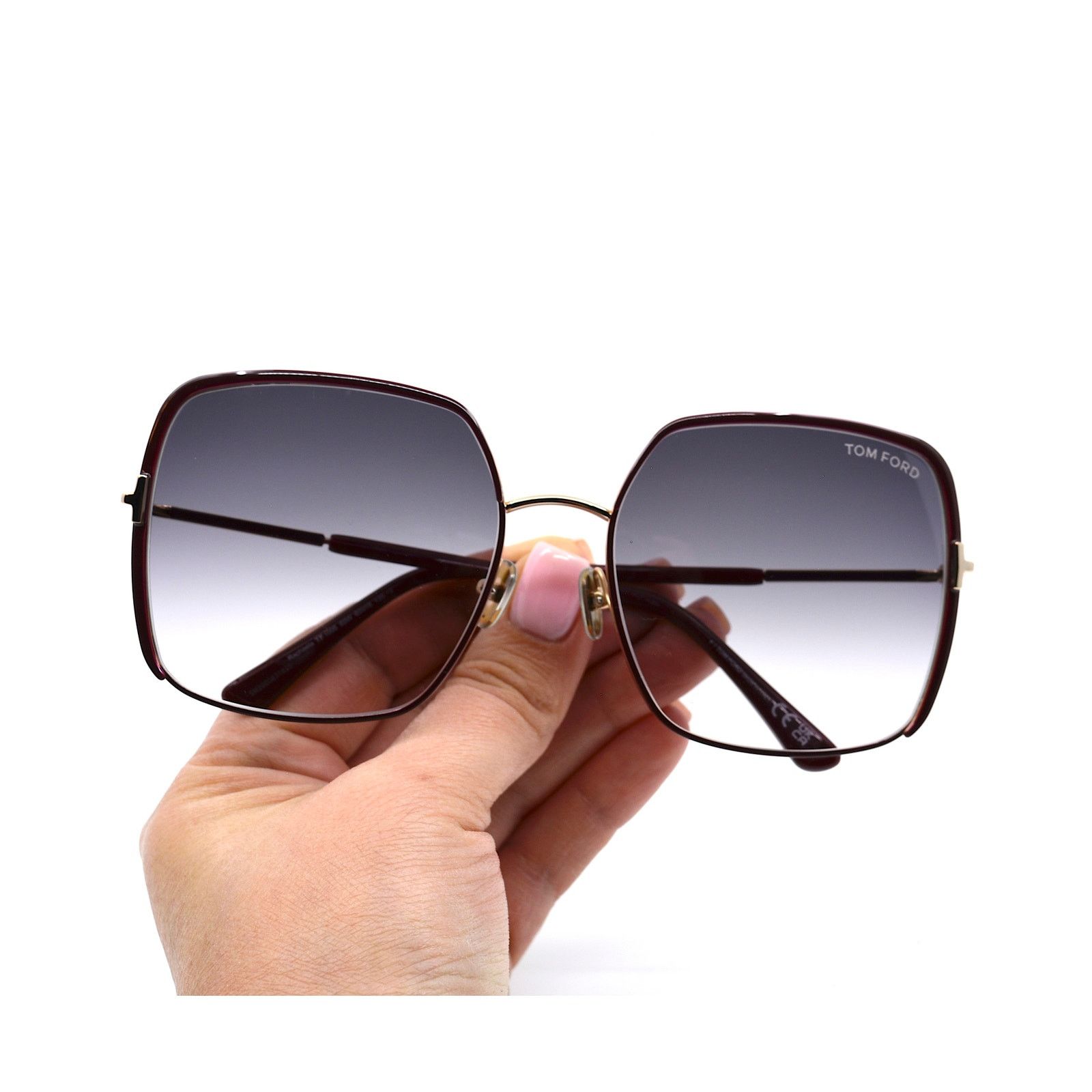 Tom Ford TOM FORD RAPHAELA TF1006 69W GOLD BURGUNDY SMOKE SUNGLASSES Size ONE SIZE - 9 Thumbnail