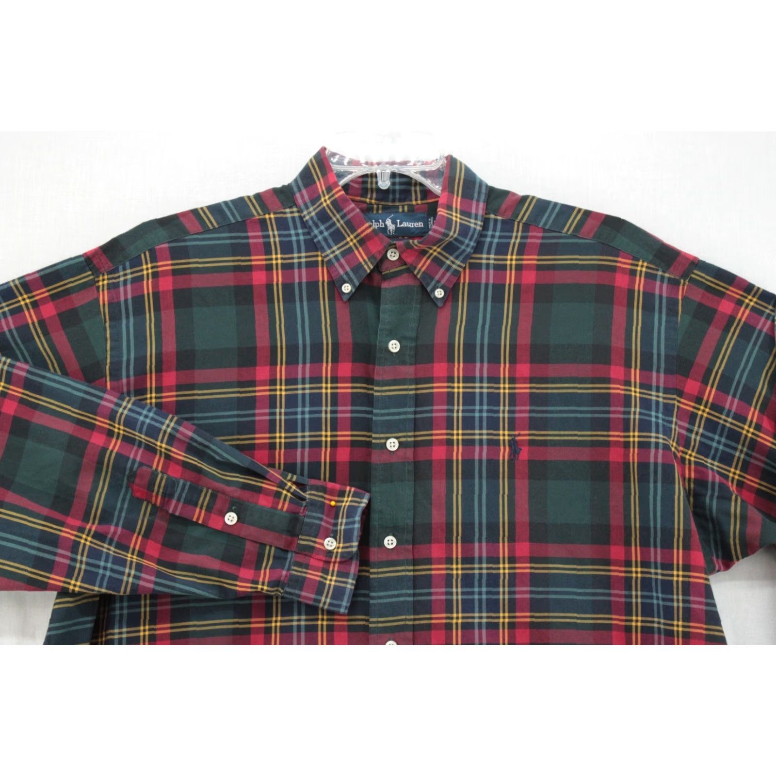 Ralph Lauren VINTAGE Ralph Lauren Shirt Mens L Red Green Plaid Blake Button-Down Tartan Polo Size US L / EU 52-54 / 3 - 2 Thumbnail