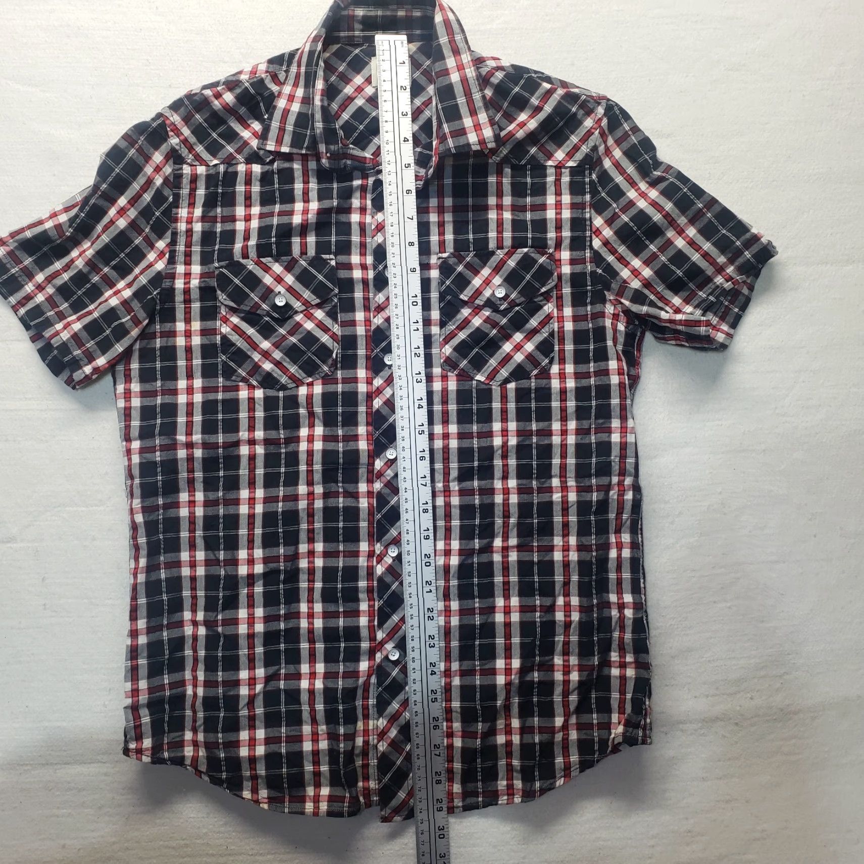 Old Navy Old Navy Shirt Button-Up Plaid Short Sleeve Men's M Black Cotton Flannel Pocket Casual QC Size US M / EU 48-50 / 2 - 6 Thumbnail