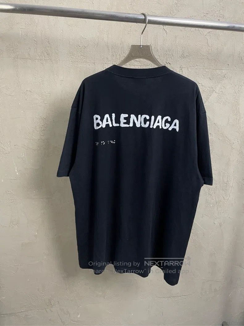 Balenciaga Balenciaga Black Ink Washed Large Logo Short Sleeve T-Shir Size US XS / EU 42 / 0 - 6 Thumbnail