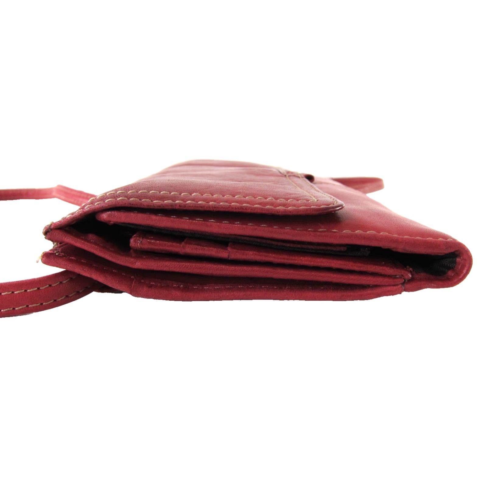 Fossil VINTAGE Fossil Red Leather Crossbody Satchel Wallet Purse Trifold 100% Leather Size ONE SIZE - 4 Thumbnail