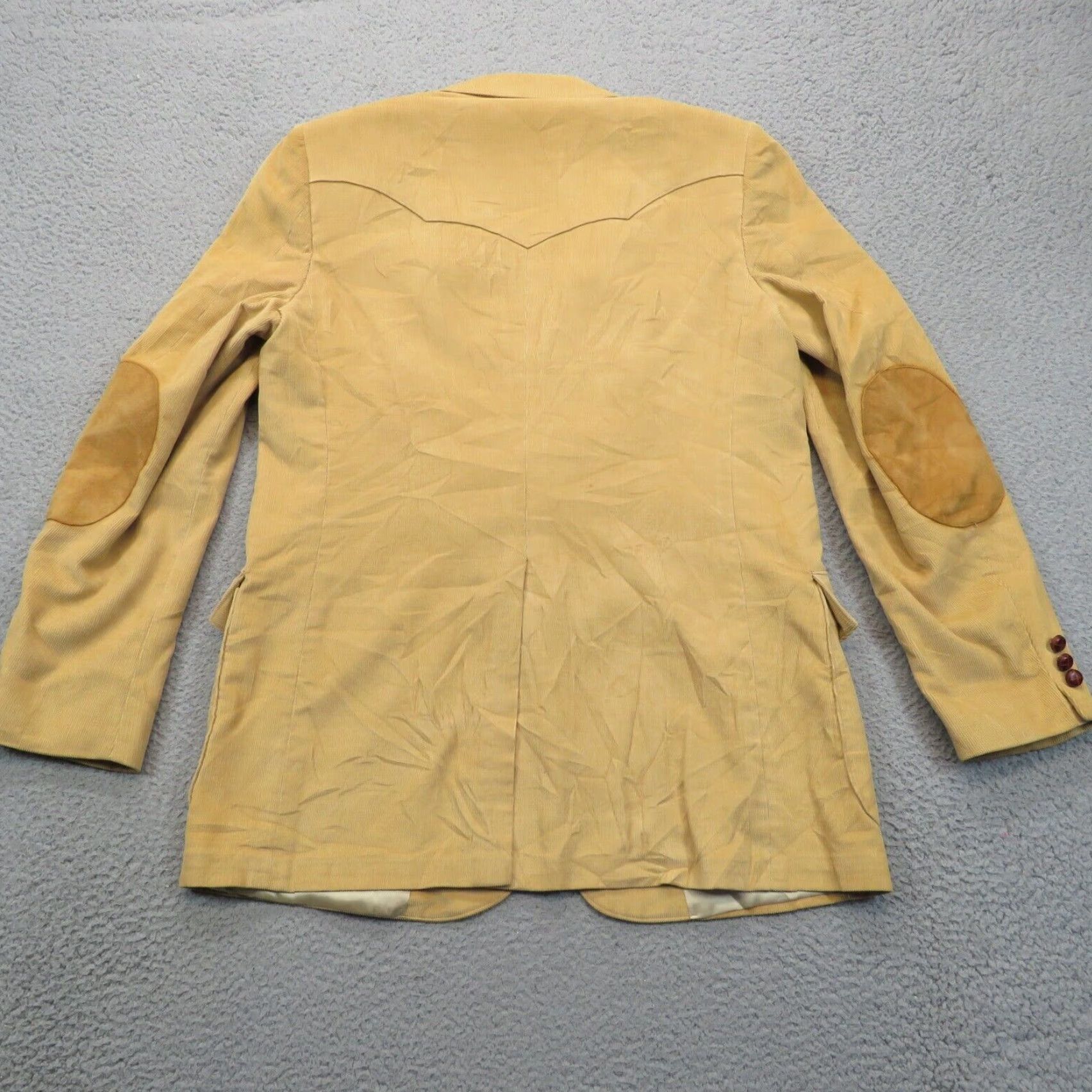 Vintage VINTAGE H Bar C Blazer Mens 42 Corduroy Jacket Suede Elbow Patch Western Ranchwear Khaki Size 42R - 2 Thumbnail