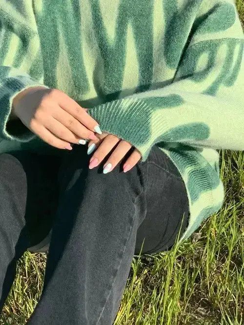 Japanese Brand Aproms Elegant Green Striped Print Pullovers Size ONE SIZE - 6 Thumbnail