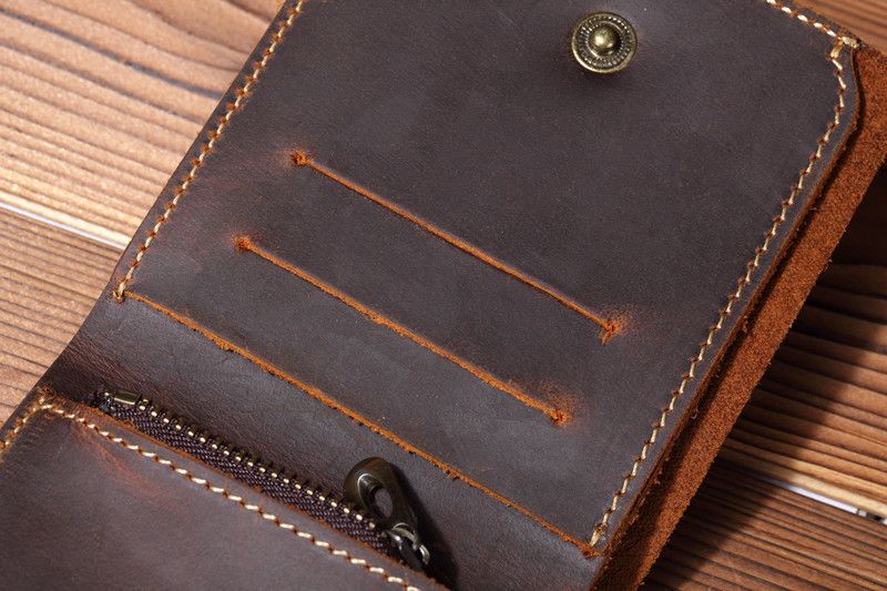 Japanese Brand × Leather × Vintage Men Leather Wallet with Zipper Coin Size ONE SIZE - 5 Thumbnail
