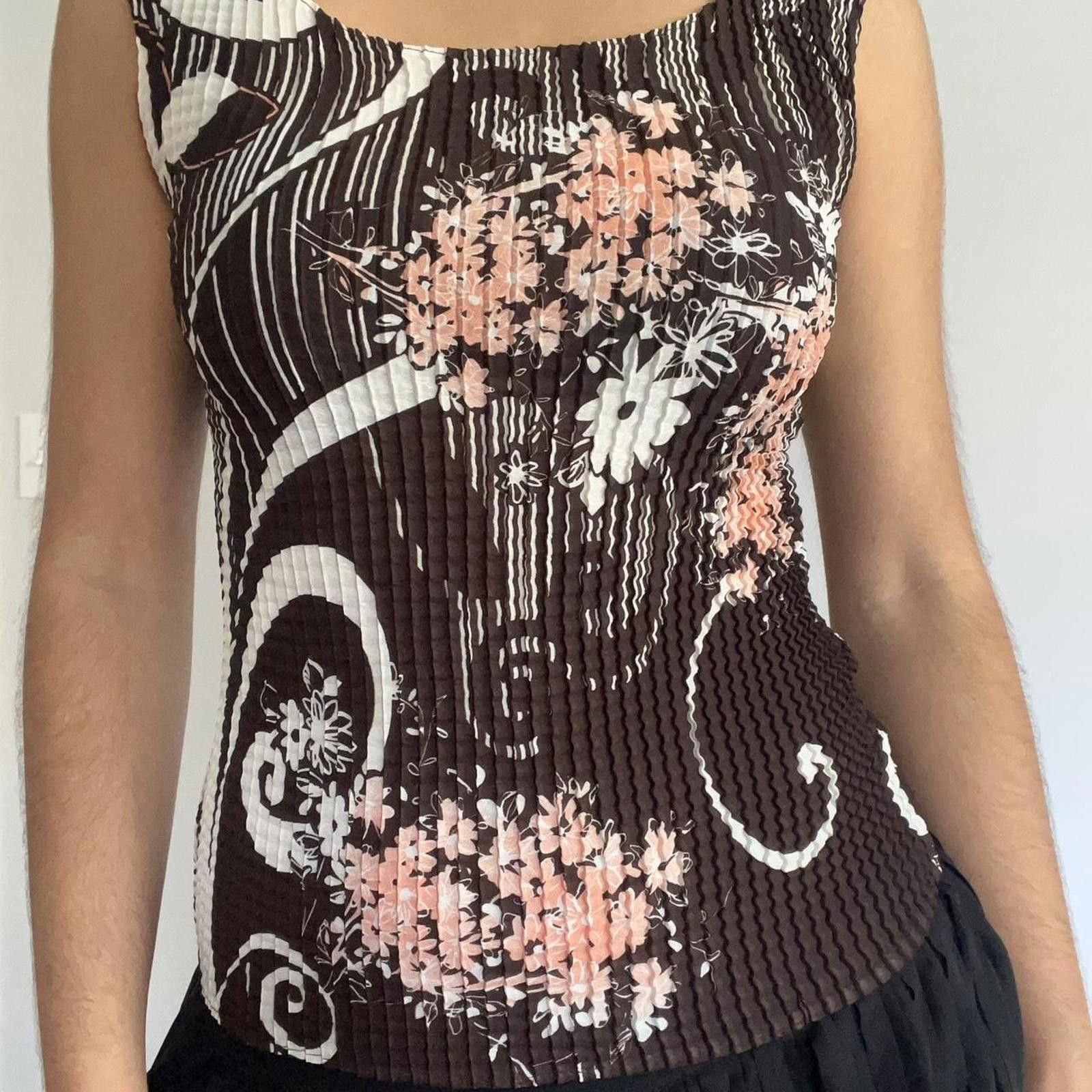 Other Brown and pink floral print ribbed tank top #floral #ribbed Size S / US 4 / IT 40 - 5 Thumbnail