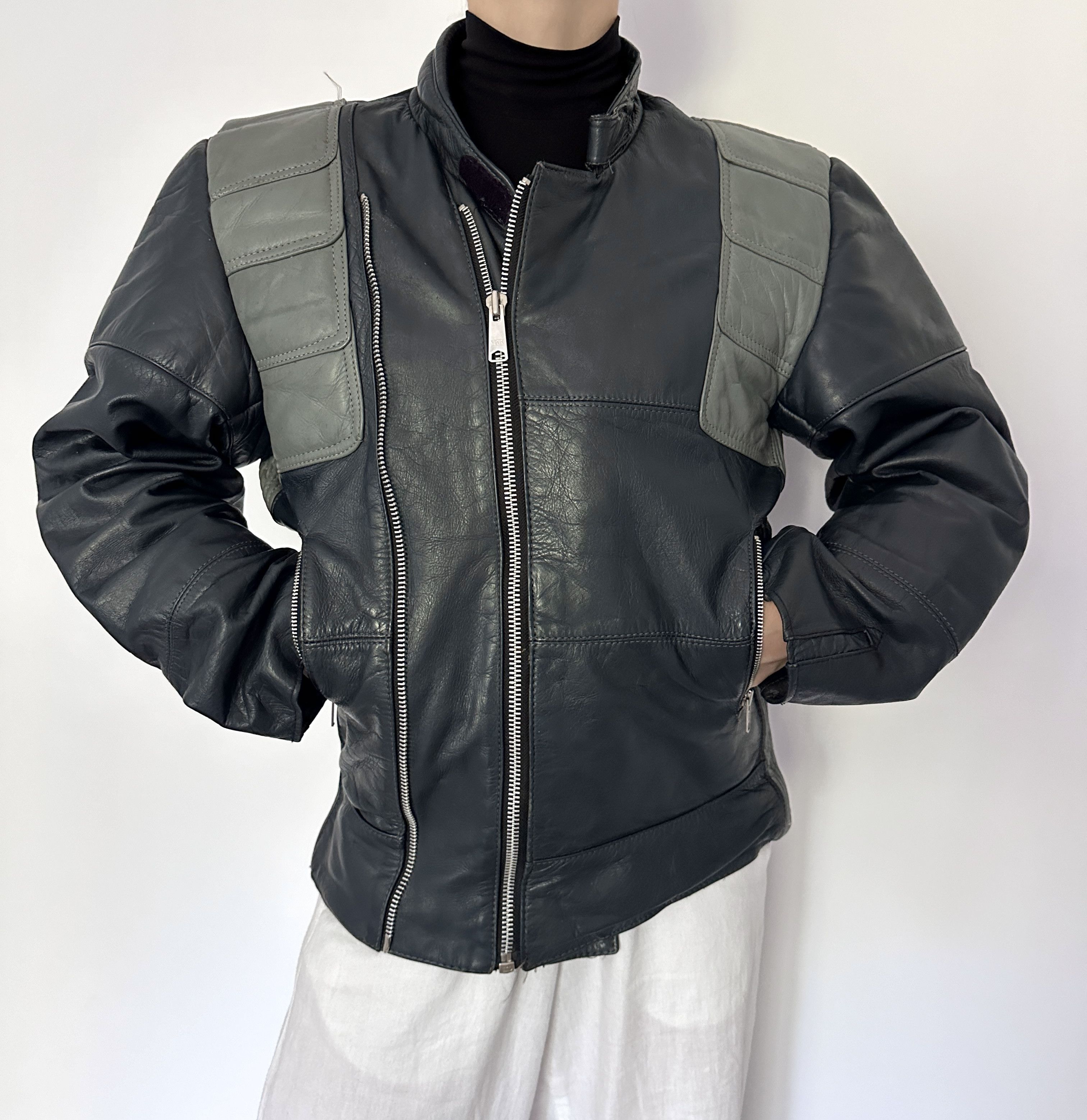 Vintage Rare leather boxy jacket motorcycle racing oversize Size L / US 10 / IT 46 - 2 Thumbnail