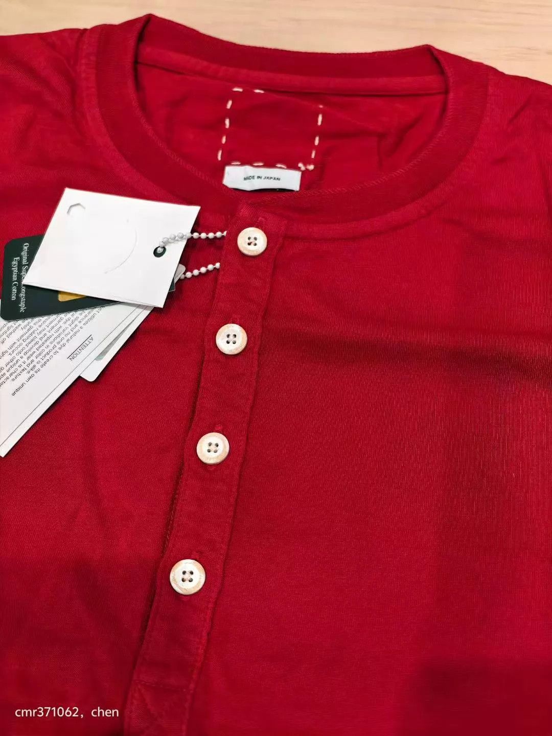 Visvim visvim 14ss n.d cochineal henley (giza) 3 w/ back stain Size US L / EU 52-54 / 3 - 2 Thumbnail