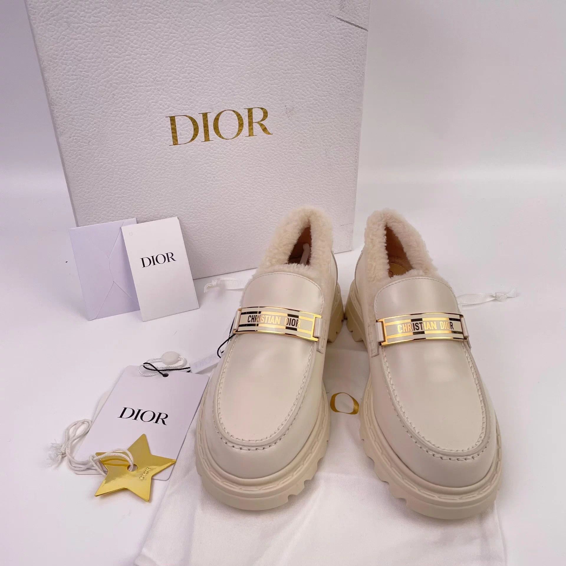 Dior Dior Gold Logo Fleece-Lined Loafer Women’s 36 Size US 5.5 / IT 35.5 - 1 Thumbnail