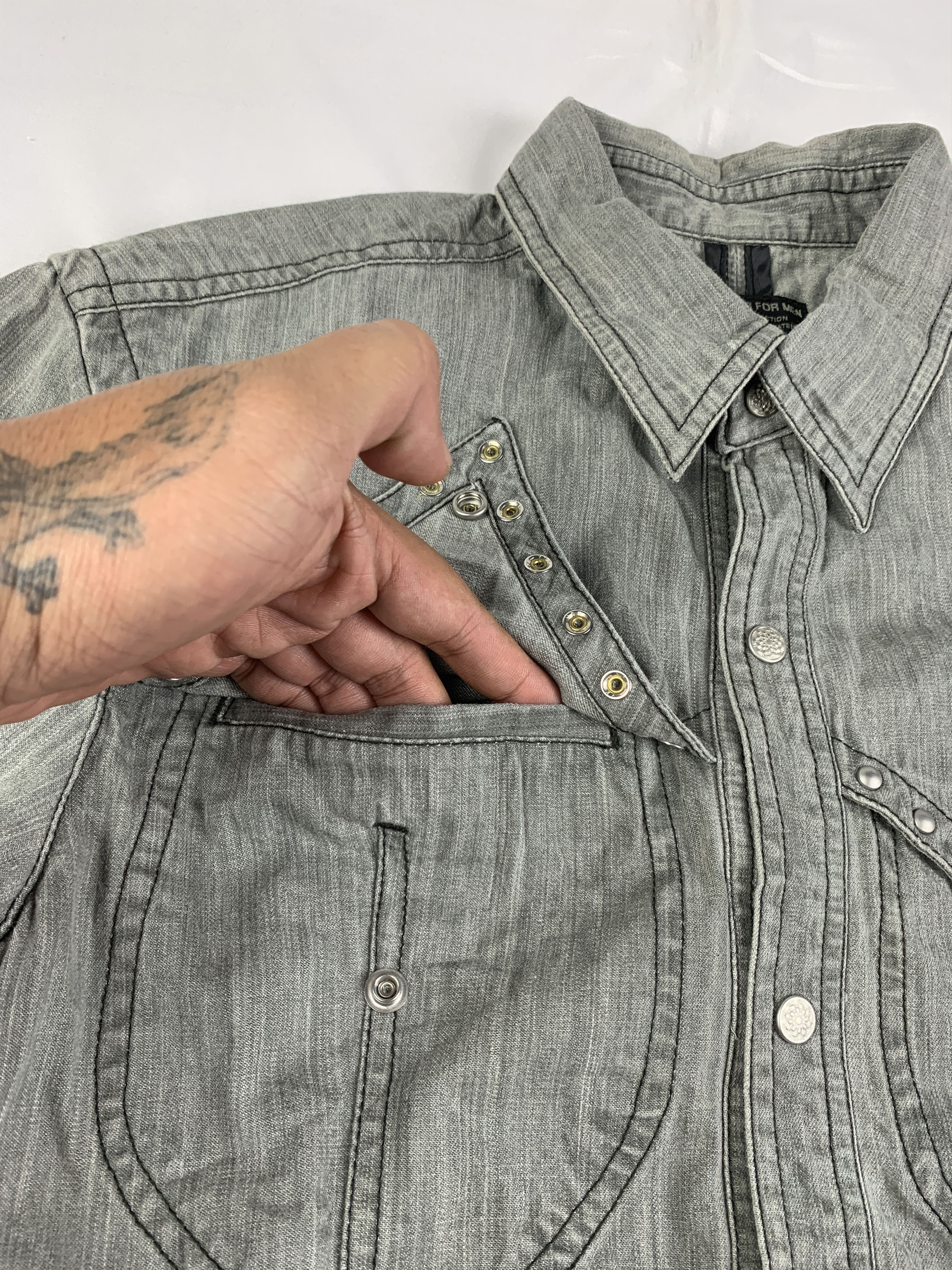 Nicole Club 2000s Nicole Club For Men Studded Snap Shirt (L) Size US L / EU 52-54 / 3 - 7 Thumbnail