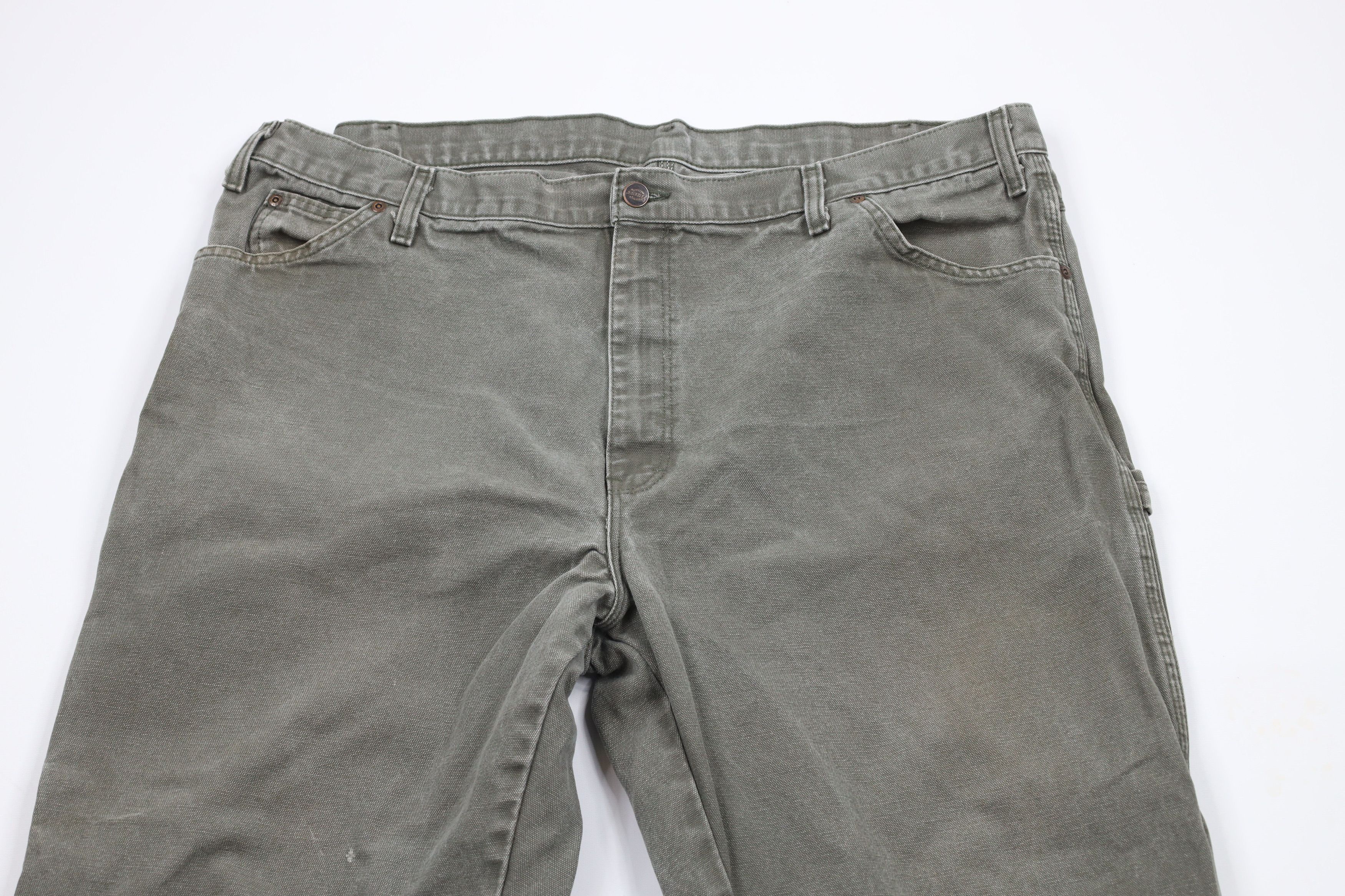Dickies × Vintage Vintage 90s Dickies Out Wide Leg Canvas Dungaree Pants Green Size US 42 / EU 58 - 2 Thumbnail