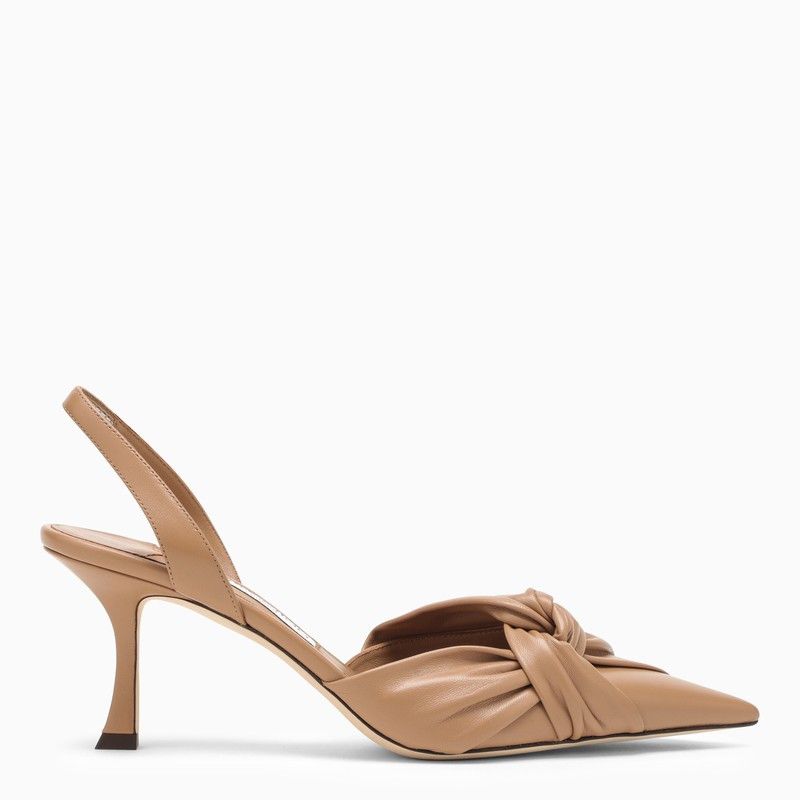 image of Jimmy Choo Hedera 70 Slingback In Biscuit-Coloured Leather Shoes in Brown, Women's (Size 8)