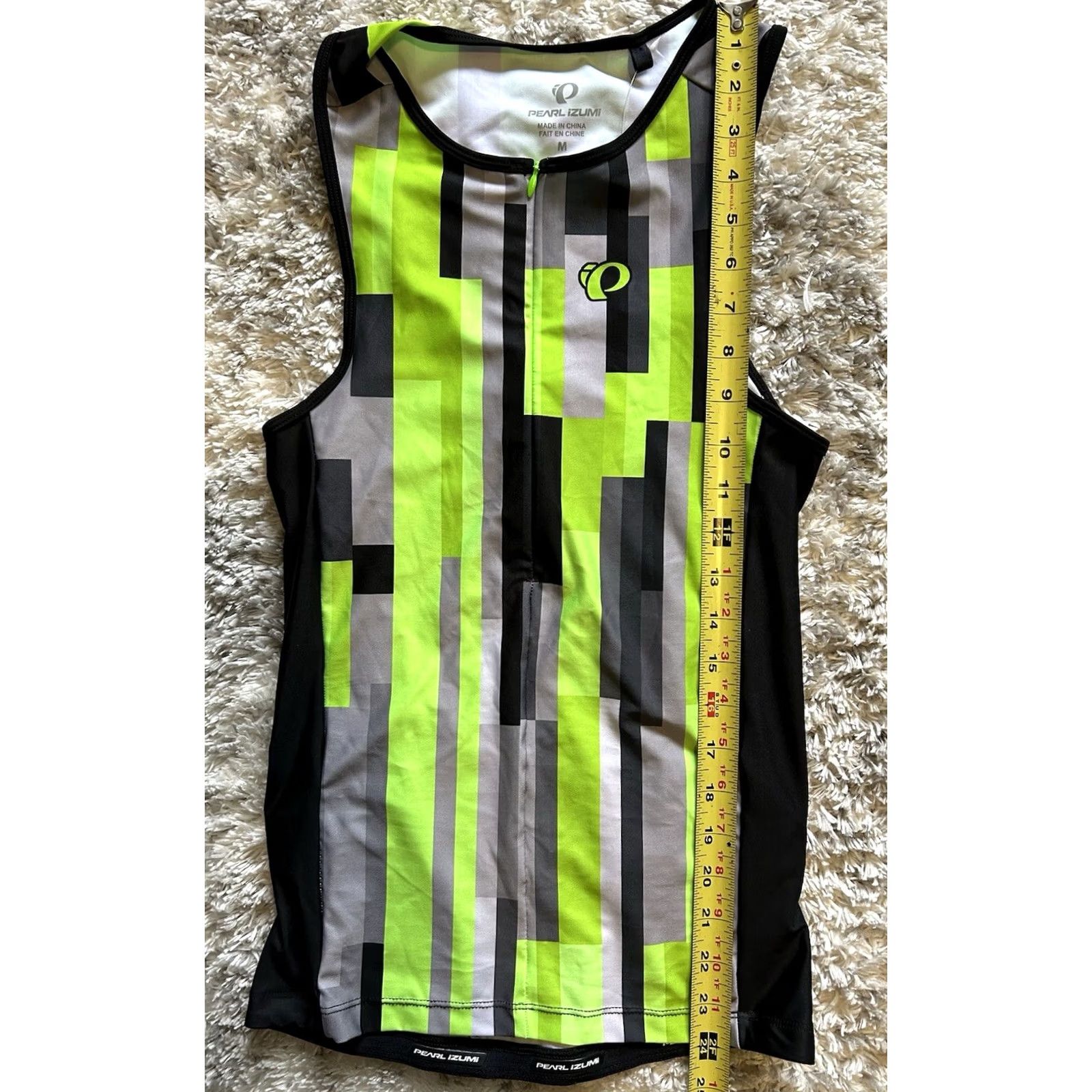 PEARL iZUMi Pearl Izumi Elite Pursuit Graphic Singlet Tank Men’s M Green Black Multicolor Activewear Shirt Size 40R - 6 Thumbnail