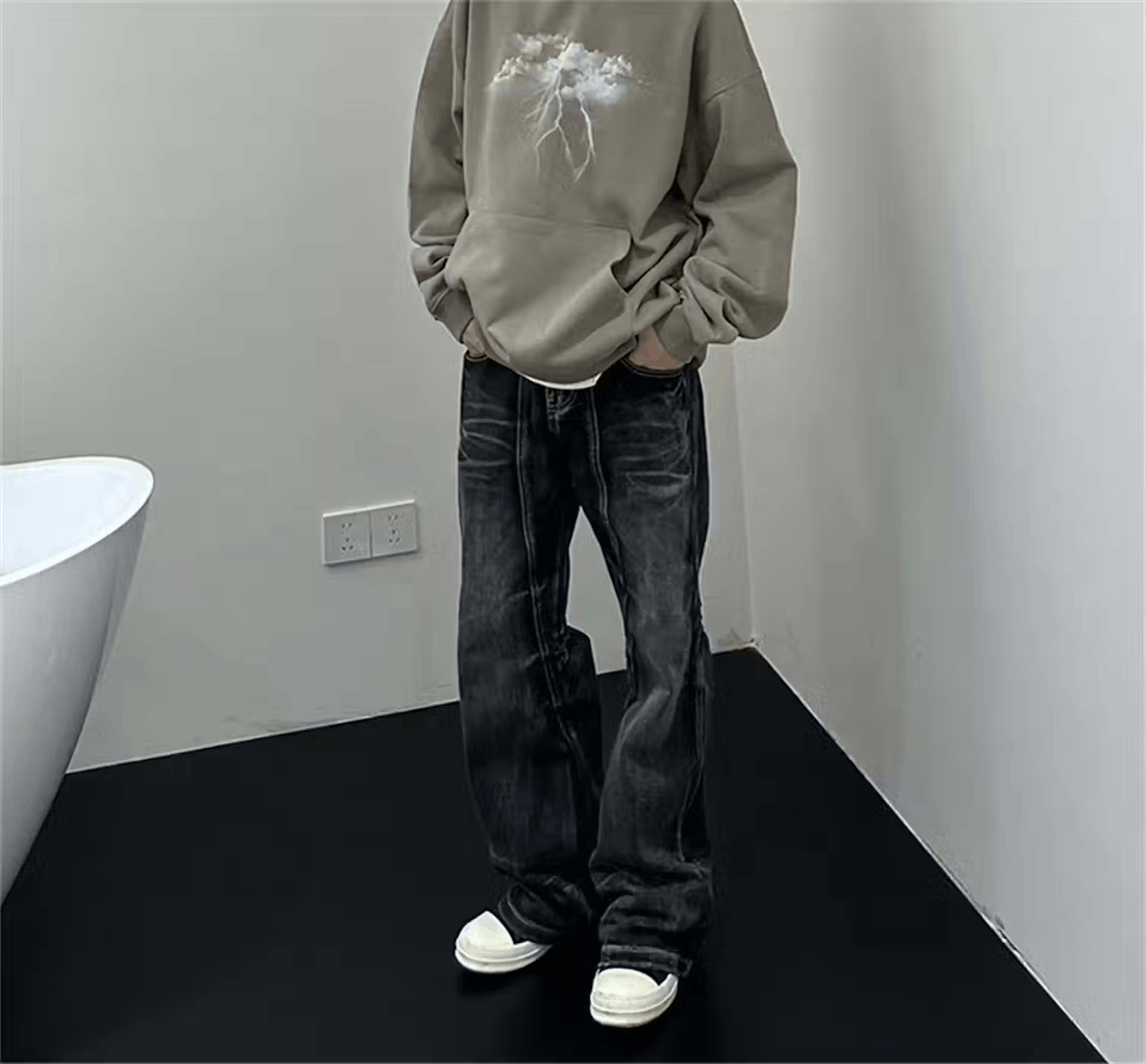 Jean Y2k Black Baggy Jeans Size US 31 - 3 Thumbnail