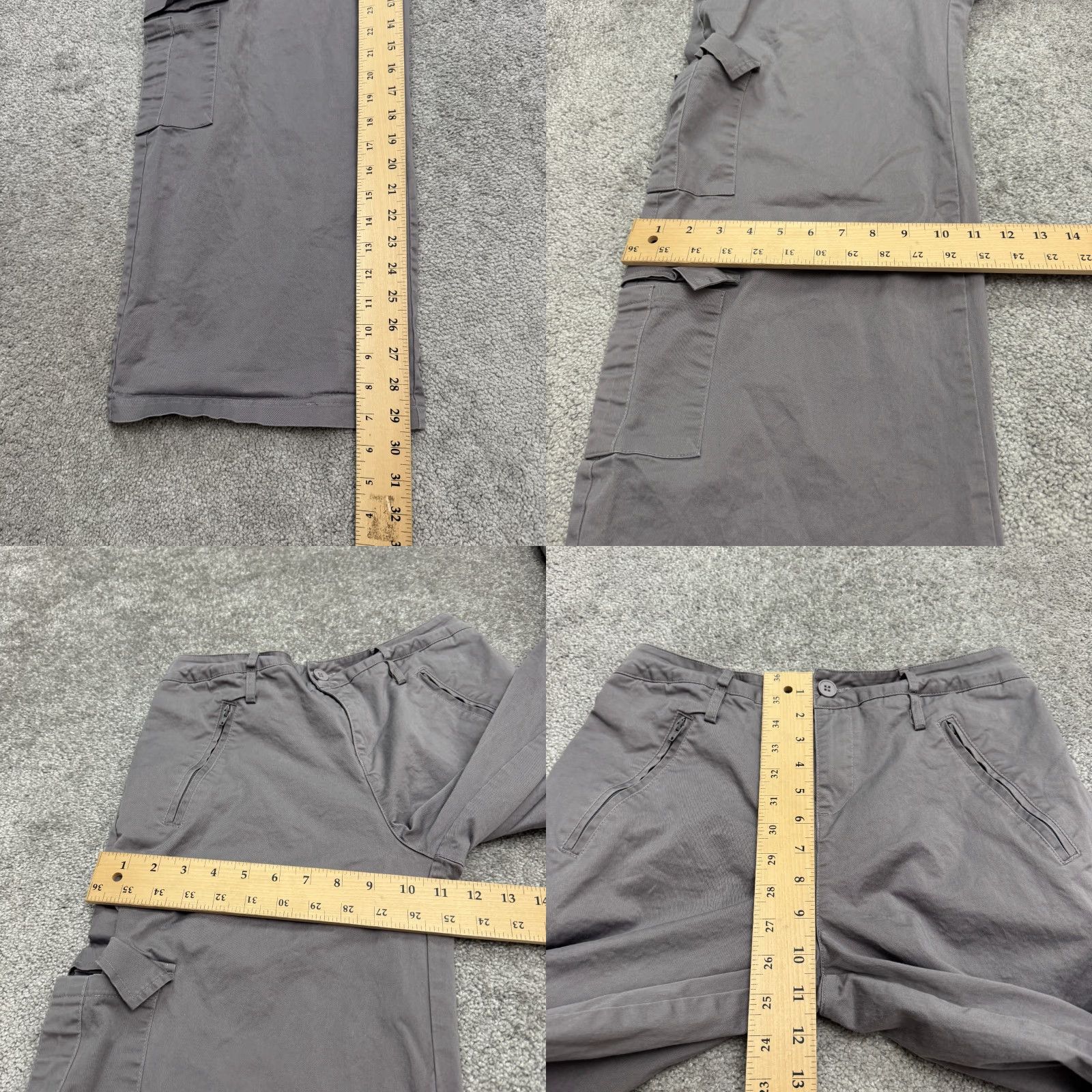 Vintage Edikted Cargo Pants Womens Small Gray Wide-Leg Cotton Pockets Zip Button Low Rise Casual Travel Spring Fall Summer Baggy Size 28" / US 6 / IT 42 - 9 Thumbnail