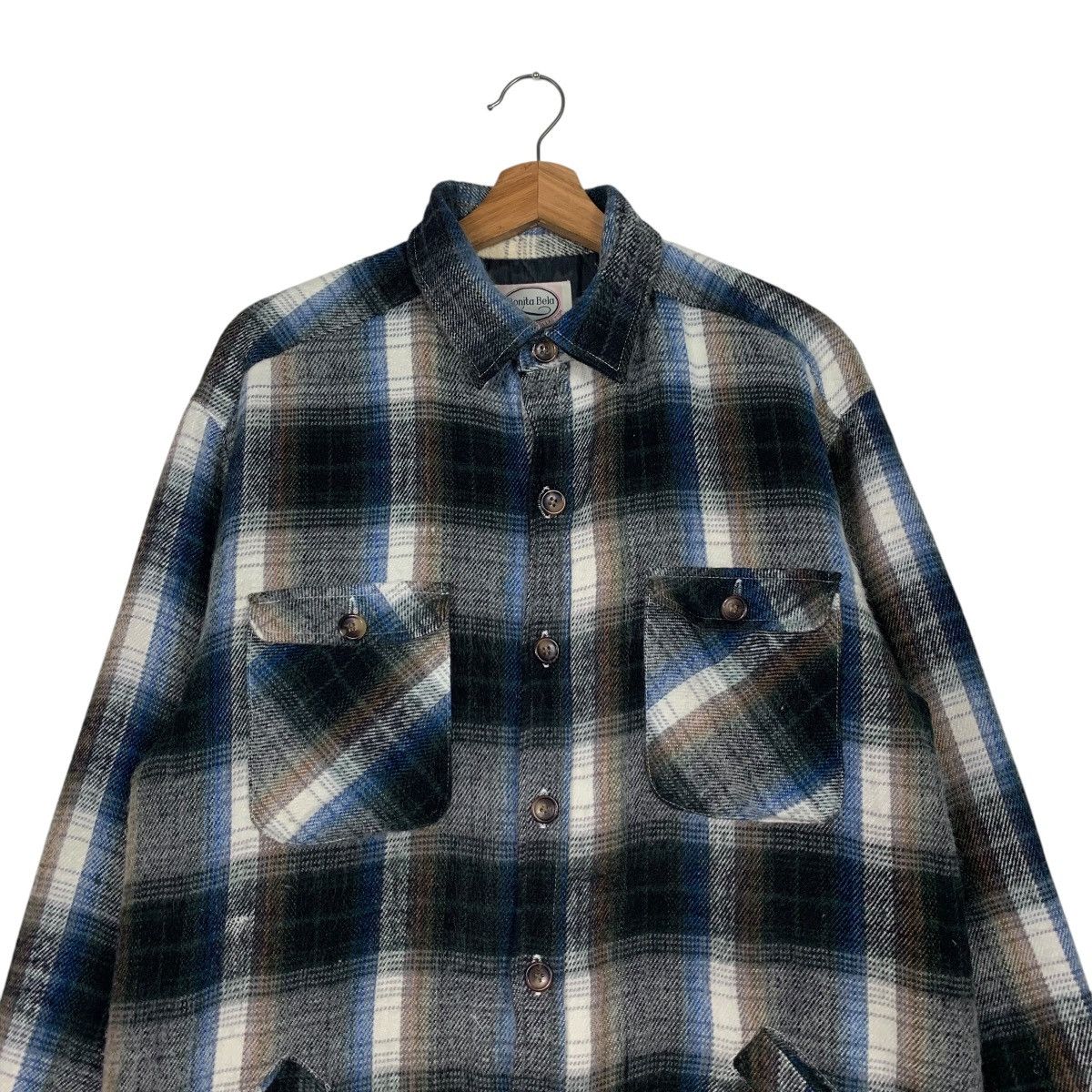 Flannel BONITA BELA Four Pocket Checked Flannel Jacket #2296-C102 Size US M / EU 48-50 / 2 - 2 Thumbnail
