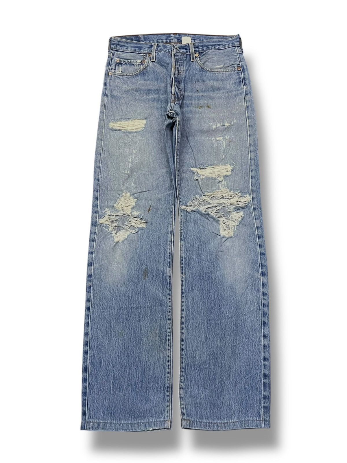 Levi's Vintage Levi’s 501 Button Fly - Faded,Ripped Destroyed Jeans Size US 31 - 2 Thumbnail