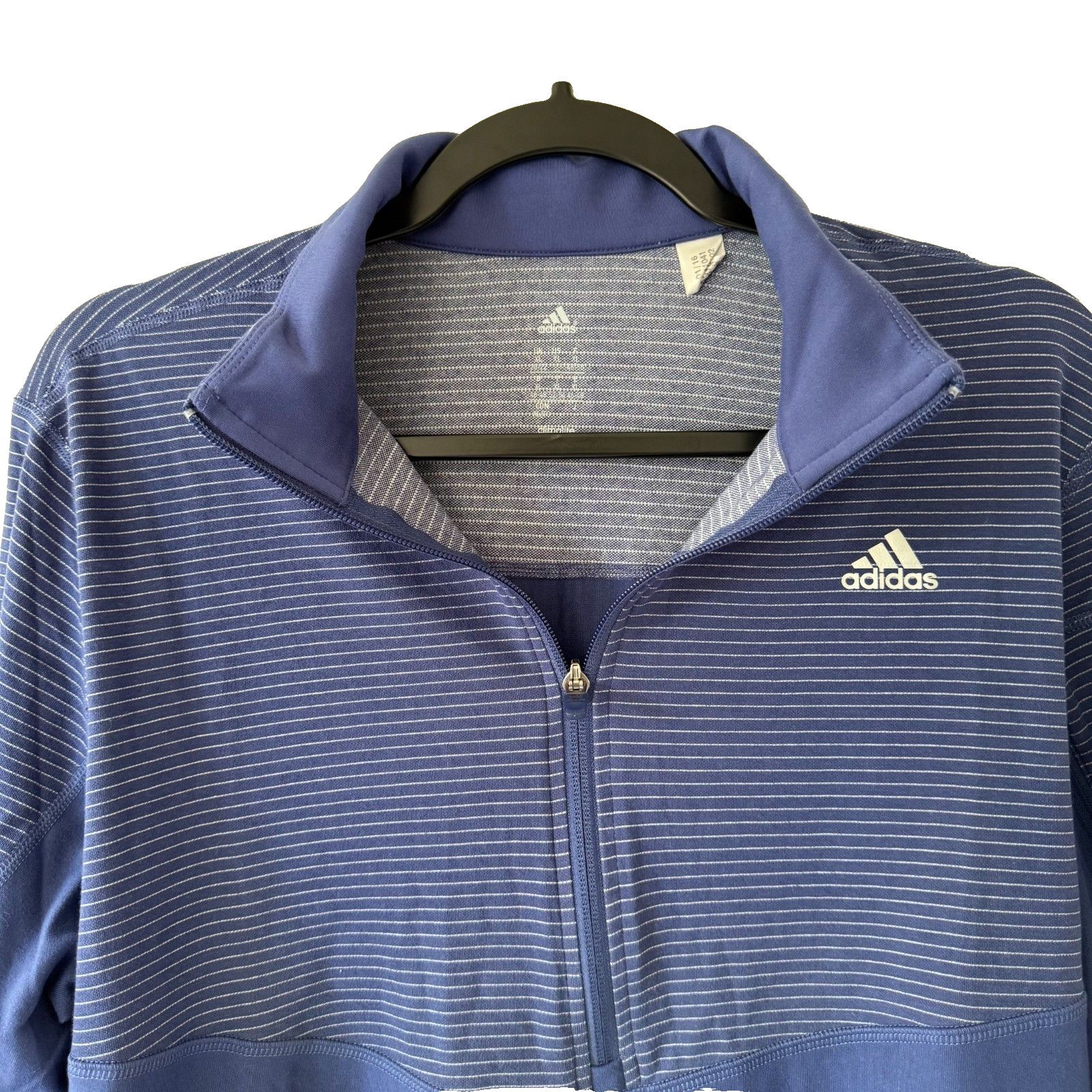 Adidas Adidas Climalite Womens XL 1/4 Zip Pullover Blue Striped Size XL / US 12-14 / IT 48-50 - 2 Thumbnail