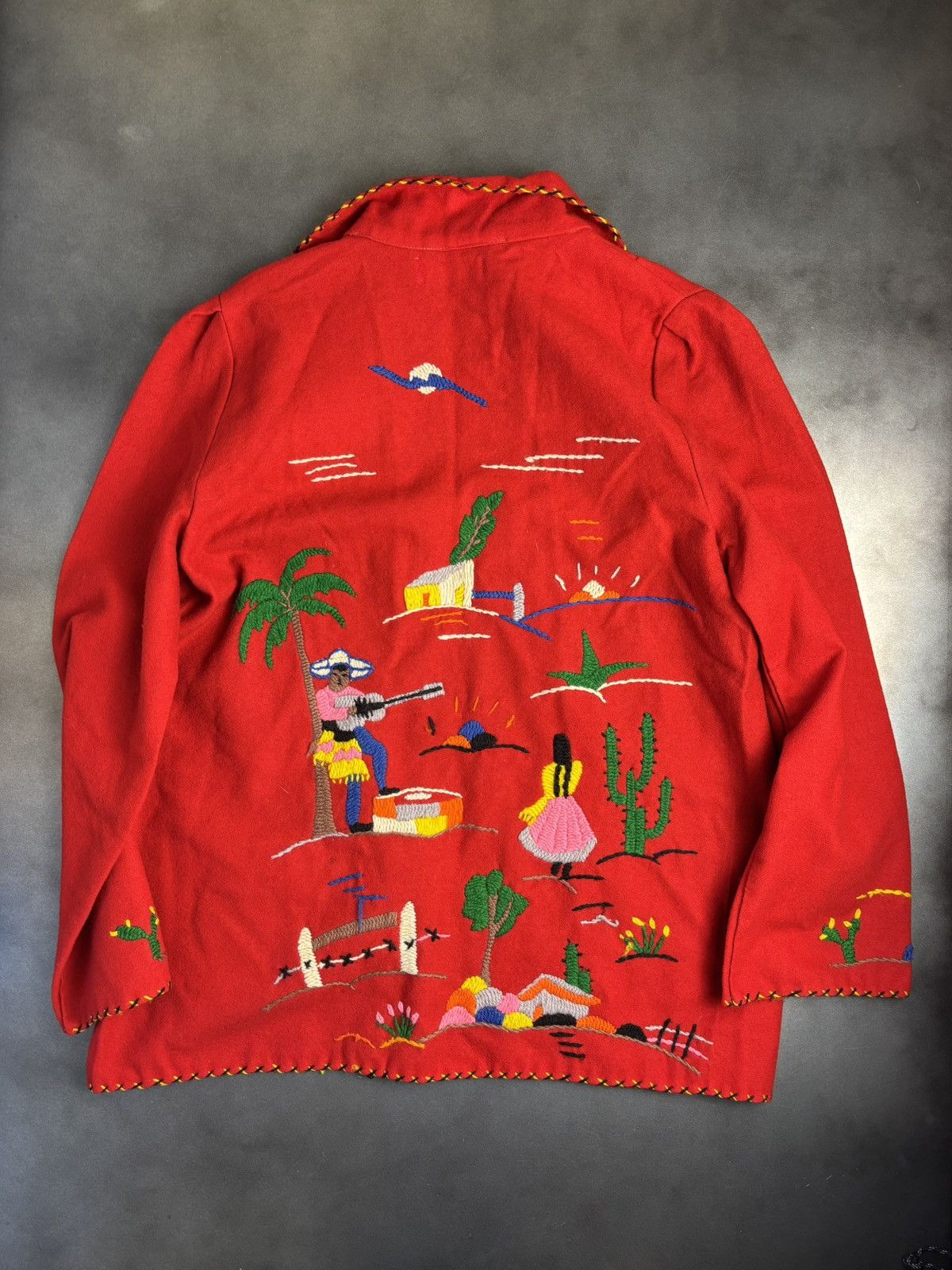 Vintage 1940s Mexican Wool Jacket 1950s Vintage Embroidered By Mikes Size M / US 6-8 / IT 42-44 - 1 Thumbnail