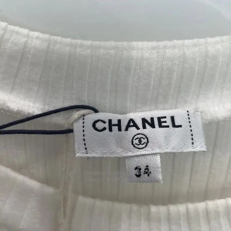 Chanel Chanel White Wool Blend T-Shirt . Size S / US 4 / IT 40 - 5 Thumbnail