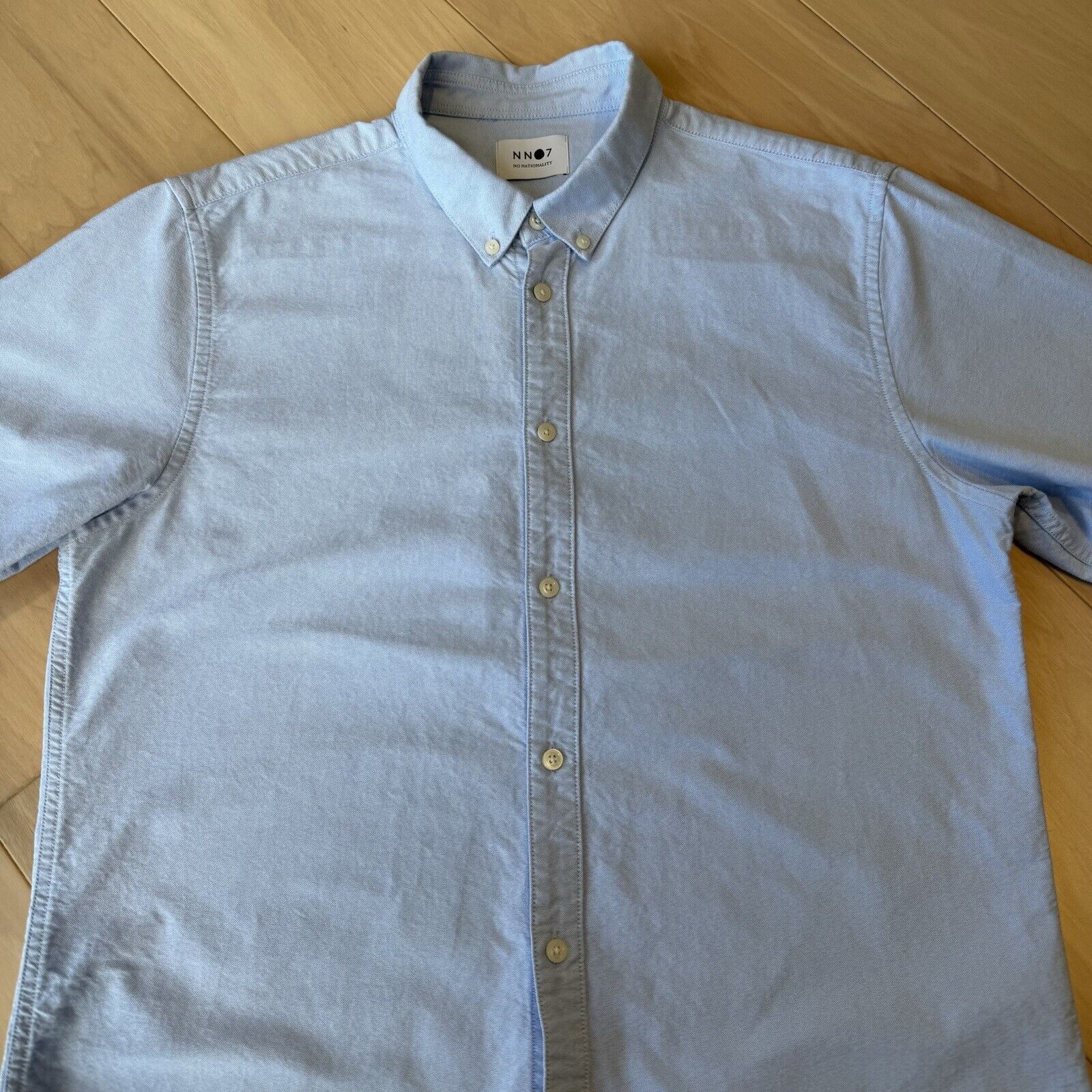 NN07 NN07 Shirt Large Blue Short Sleeve Button Up No Nationality Size US L / EU 52-54 / 3 - 3 Thumbnail