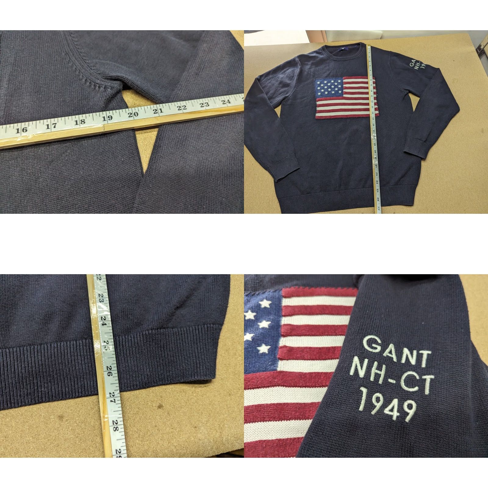 Gant GANT Pullover Mens L Blue USA Flag Knit Jumper Top Sweater Long Sleeve Casual Regular Product Shirt Mens Size US L / EU 52-54 / 3 - 8 Thumbnail