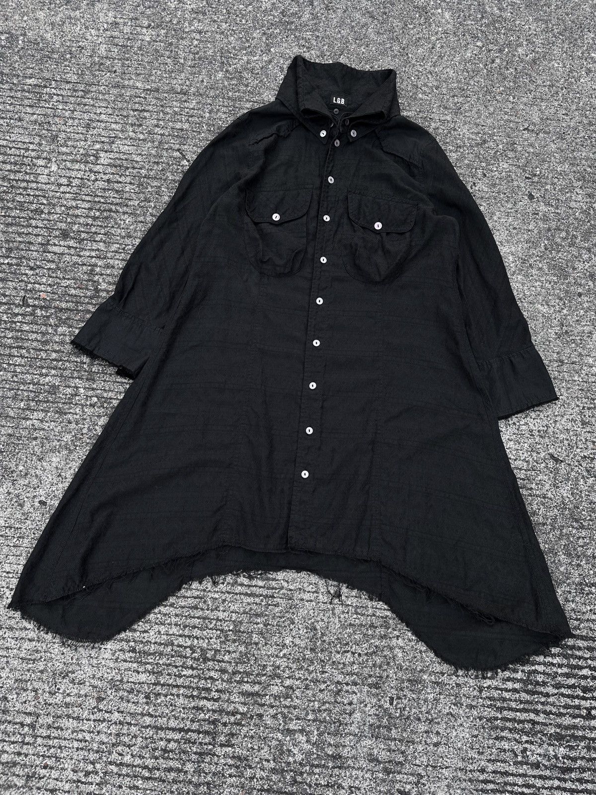 If Six Was Nine × Le Grande Bleu (L.G.B.) L.G.B. Black Distressed Long Shirt Size US S / EU 44-46 / 1 - 2 Thumbnail