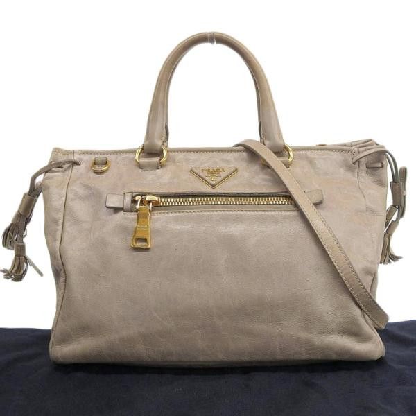 image of Prada Vitello Daino Handle Bag in Grey, Women's