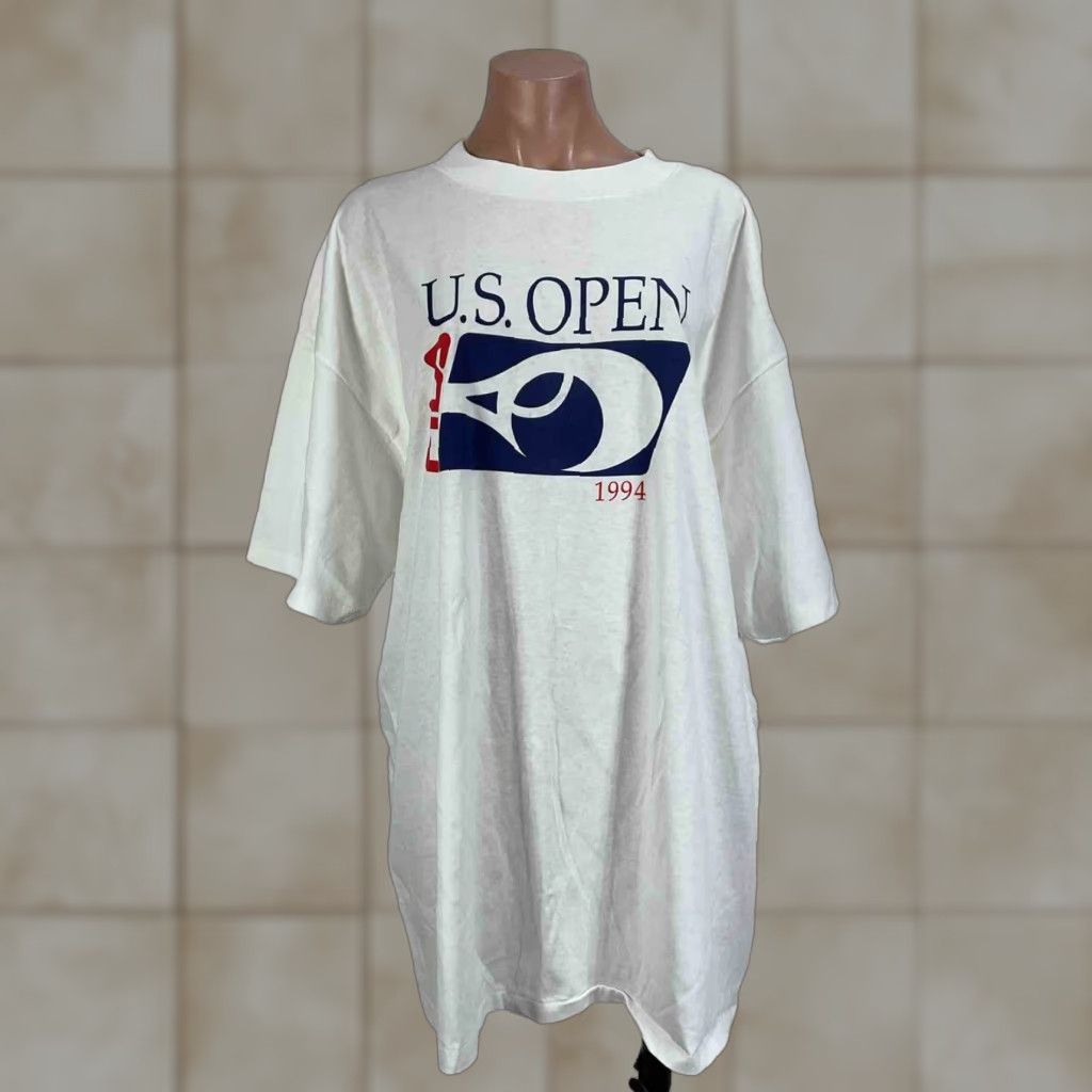 VINTAGE FILA US Open 1994 Graphic T-Shirt XL White Shirt Unisex Adults 90s Tennis Logo Open Mens Womens