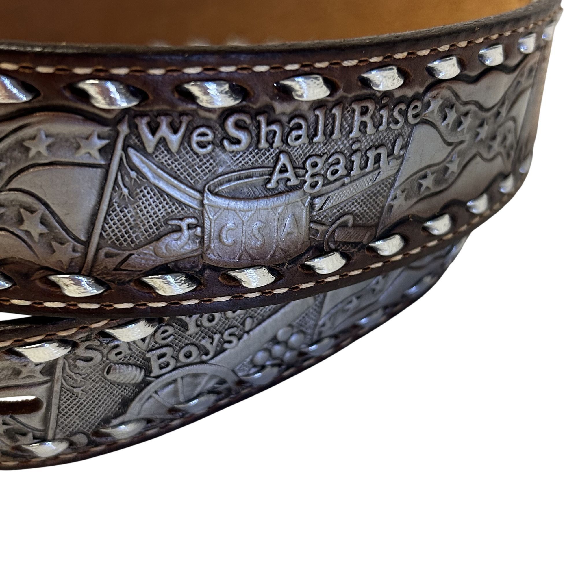 Other TOOLED Leather Laced CSA We Shall RISE Again SAVE YOUR FLAG Size 28 - 4 Thumbnail