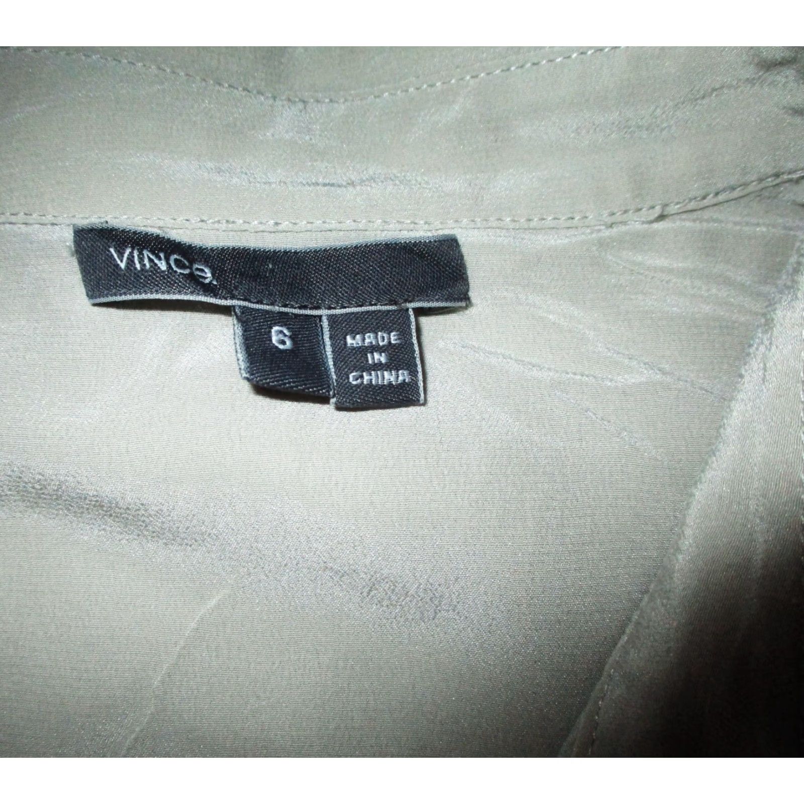 Vince Vince Blouse Shirt Women Taupe Tan 100% Silk Long Sleeve V-Neck Size 6 Vintage No Size M / US 6-8 / IT 42-44 - 6 Thumbnail