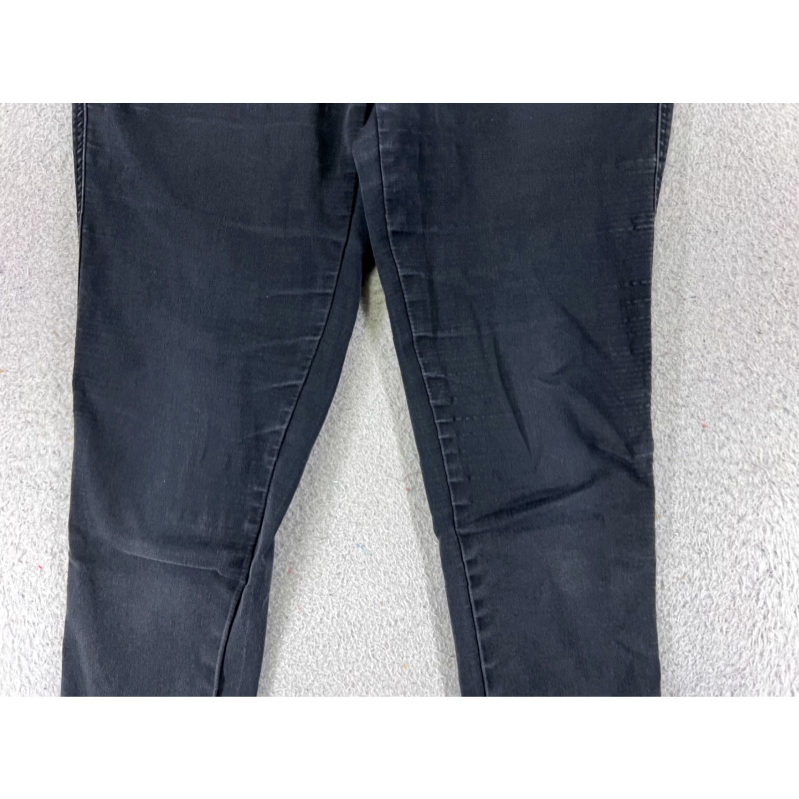 Vintage New York & Company Jeans Womens 8 Black Mid Rise 29x29 Skinny 5-Pocket Denim Cotton Blend Zipper Distressed 29 Inseam Regular Size 30" / US 8 / IT 44 - 3 Thumbnail