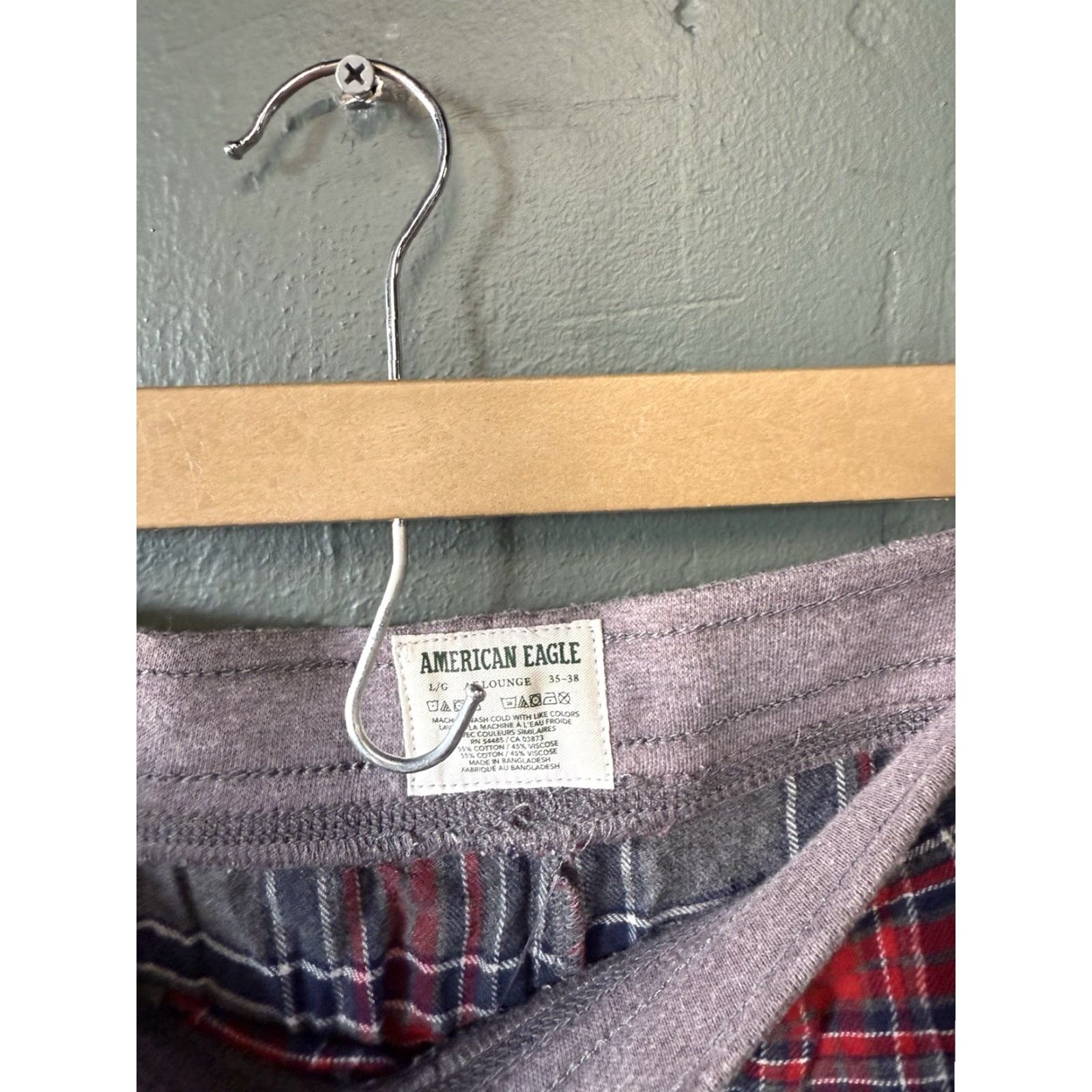 American Eagle Outfitters American Eagle Pants Mens Adult Large Red Plaid Lounge Drawstring NWT Size US 33 - 3 Thumbnail