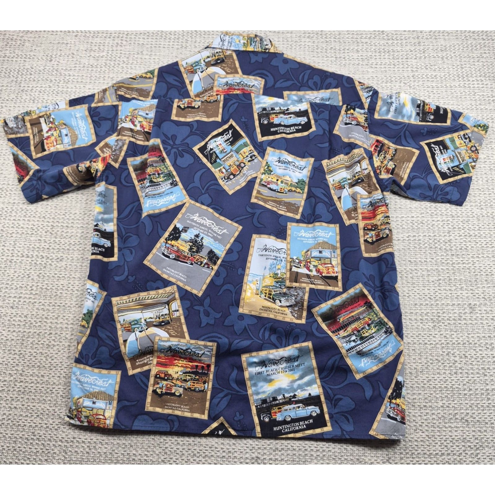 ALOHAS VINTAGE Wavecrest Shirt Mens Medium Button-Up Beach Hawaiian Woodie Car Print Size US M / EU 48-50 / 2 - 7 Thumbnail