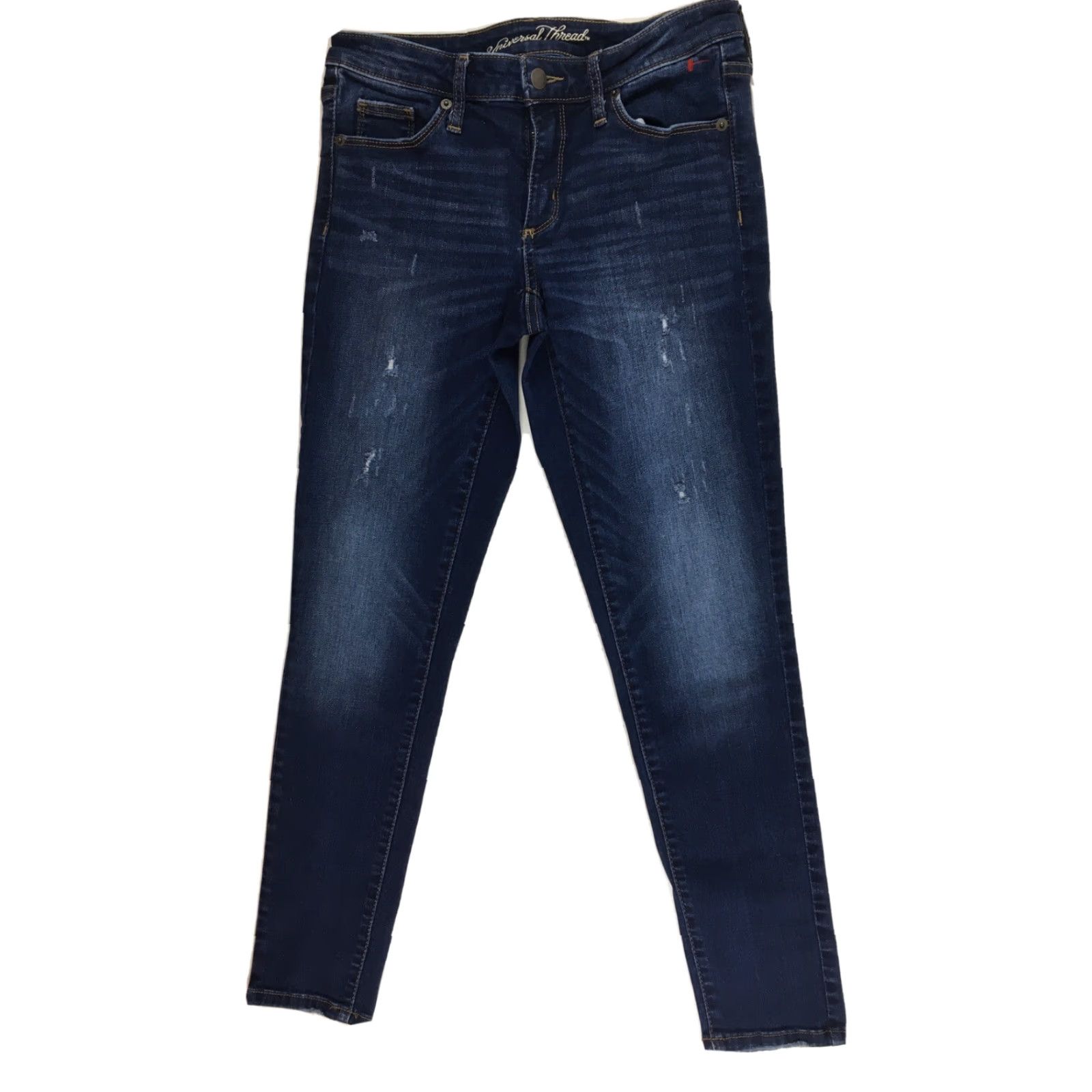 Vintage Universal Thread Jeans Women's 2 (26R) Blue Mid Rise Skinny Distressed Jeans Size 26" / US 2 / IT 38 - 2 Thumbnail
