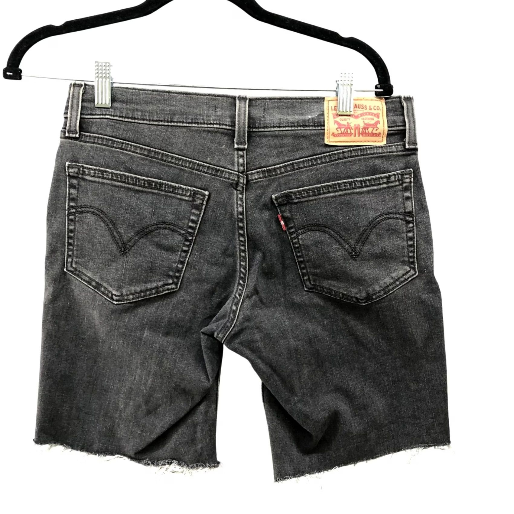 Levi's VINTAGE Lev's Mid Rise Boyfriend Cut Off Jean Shorts Womens 27 Black Wash Denim 5-Pocket Womens Mens? Size 27" / US 4 / IT 40 - 2 Thumbnail