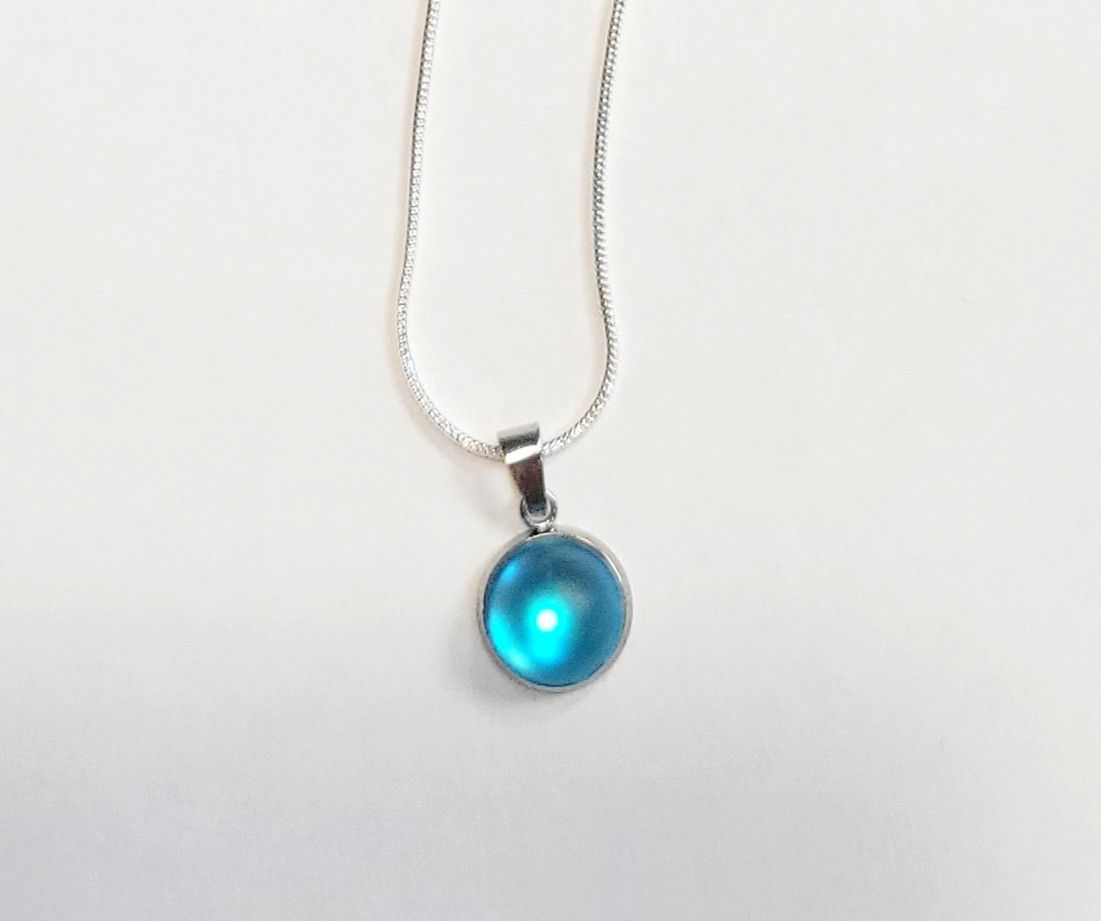 Handmade Light blue crystal rhinestone 925 sterling silver necklace Size ONE SIZE - 5 Thumbnail