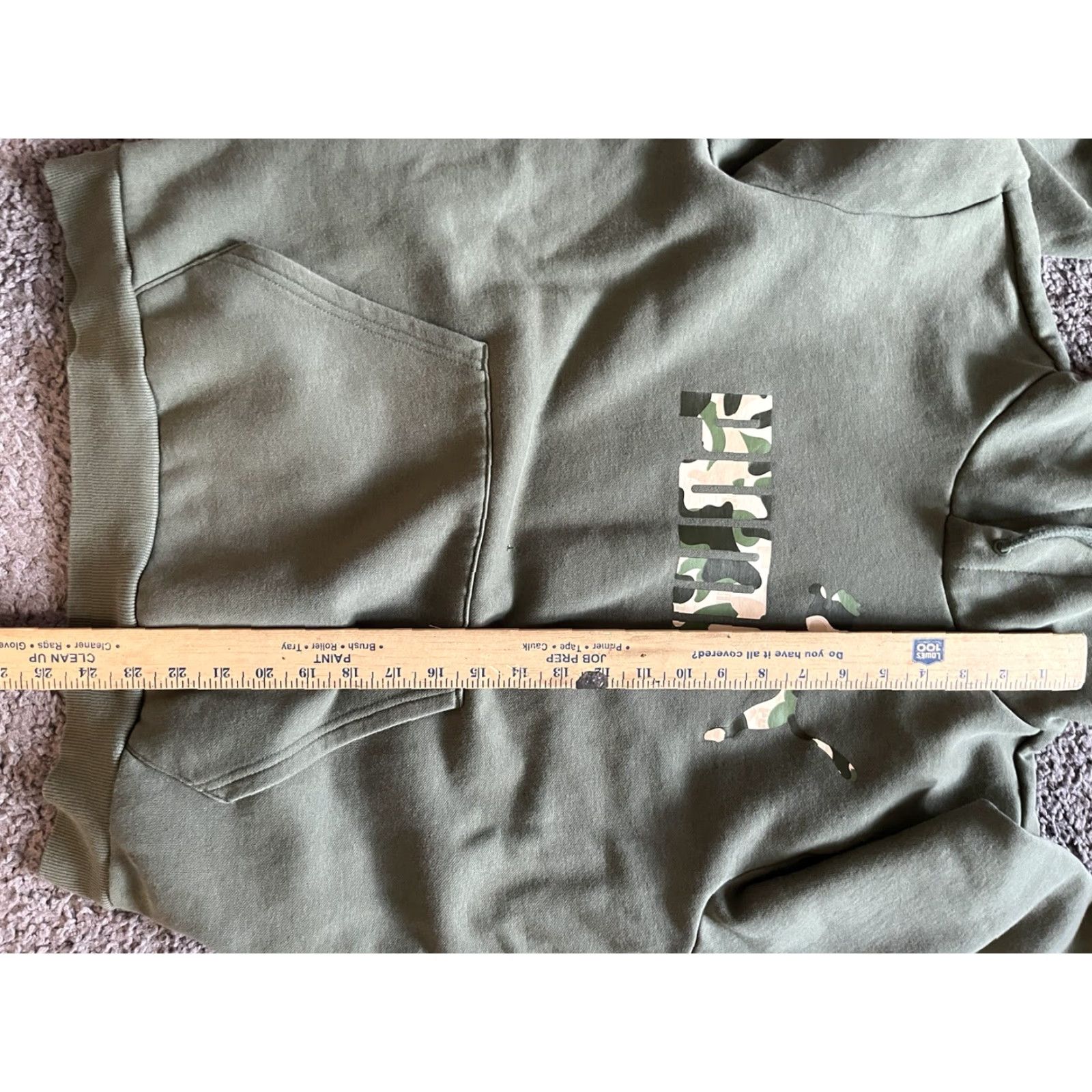 Puma PUMA Logo Hoodie Pullover Sweatshirt M Olive-Green Camouflage | Men | Size M | Cotton Blend Fleece | Regular Fit Size US M / EU 48-50 / 2 - 6 Thumbnail