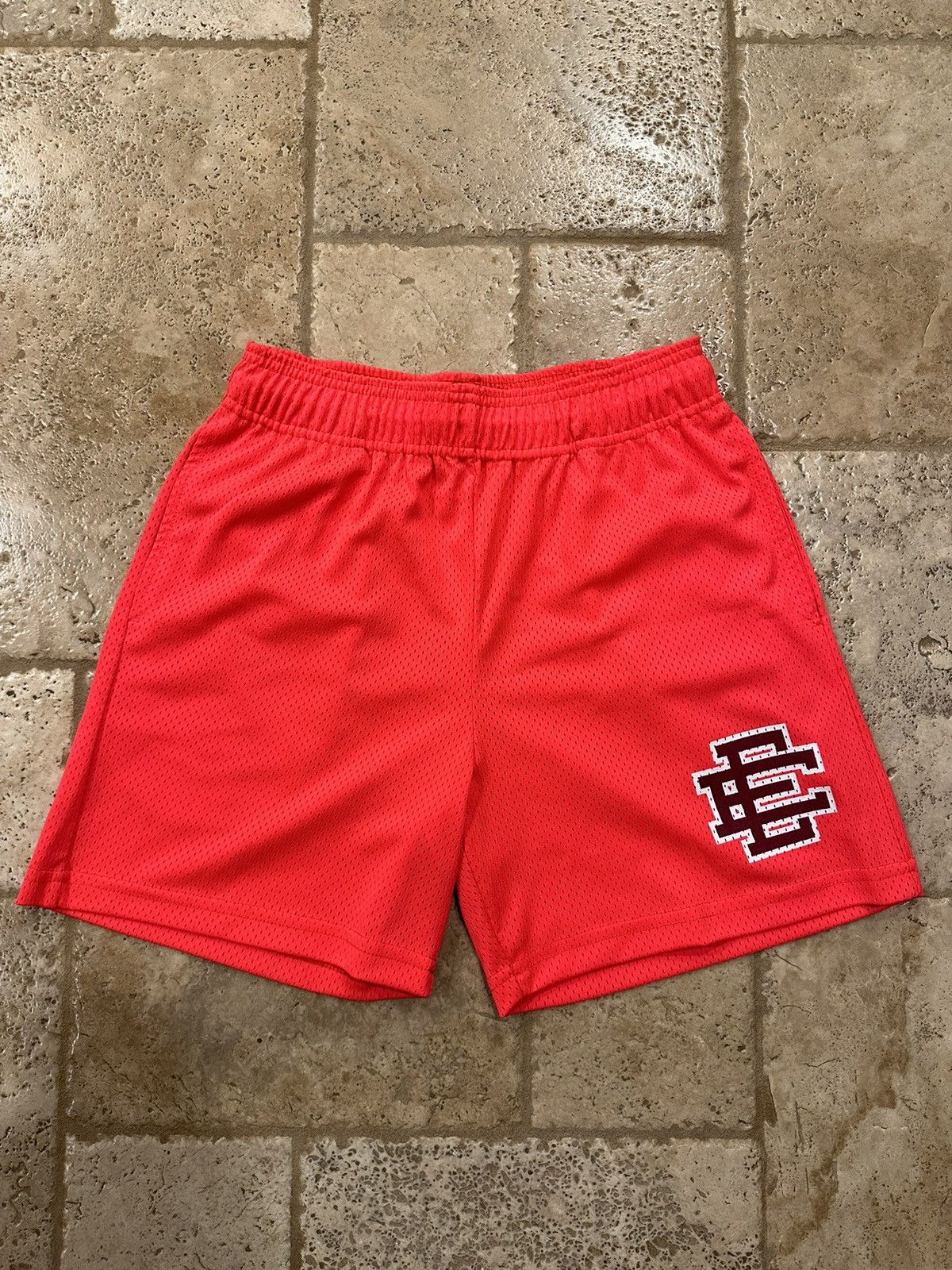 image of Eric Emanuel Ee New York Bright Red / Maroon Logo Shorts, Men's (Size 30)