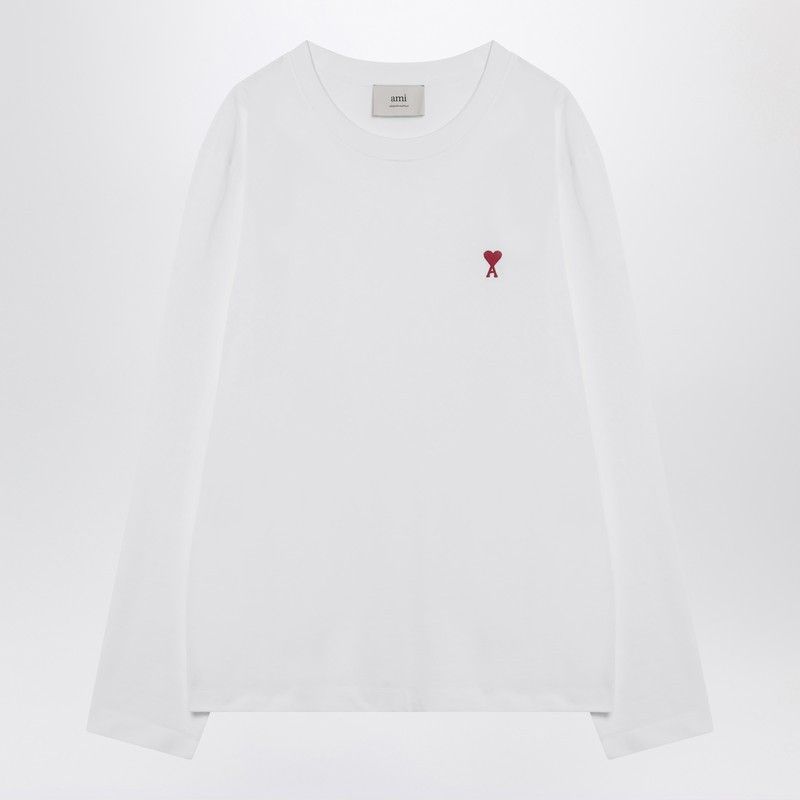 Tシャツ・カットソー AMI PARIS Men T-shirt White HTS029JE0118 136 WHITE CREAM Ami Signature T-shirt | AMI PARIS
