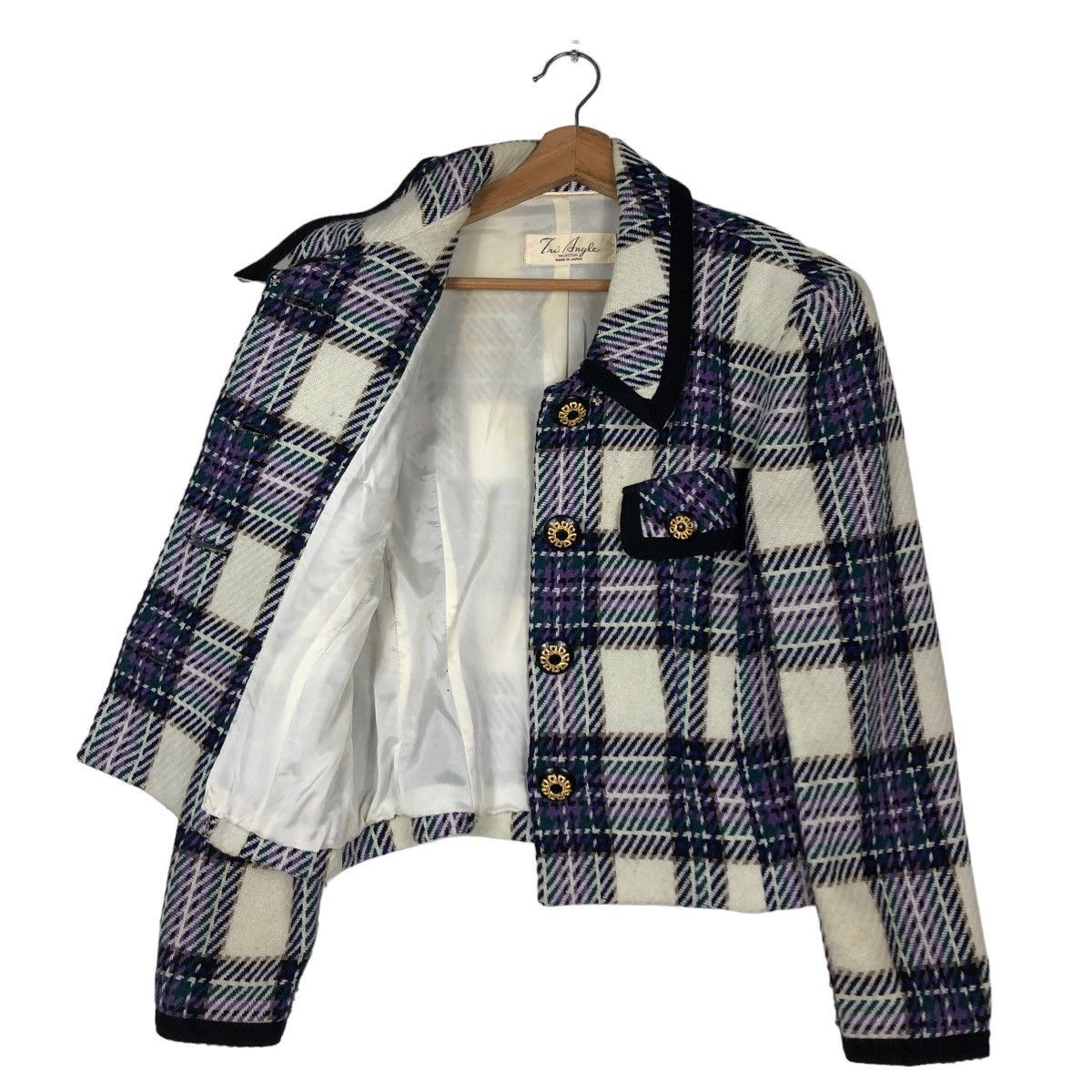 Japanese Brand Vintage Cropped Jacket Tri Angle Issey Miyake Tartan Design Size US M / EU 48-50 / 2 - 11 Thumbnail