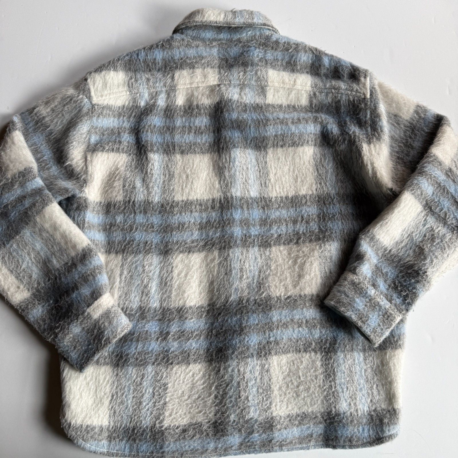 Banks Journal Banks Journal Blue Fuzzy Plaid Wool Blend Overshirt Jacket Size US M / EU 48-50 / 2 - 6 Thumbnail