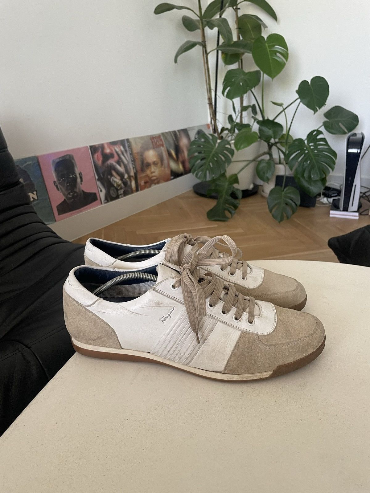 Salvatore Ferragamo Vintage Salvatore Ferragamo Shoes Beige White Leather Rare Size US 10 / EU 43 - 4 Thumbnail
