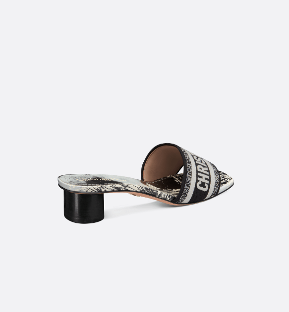 Dior o1w1db10625 Dway Heeled Slides in Black/White Size US 10 / IT 40 - 3 Thumbnail