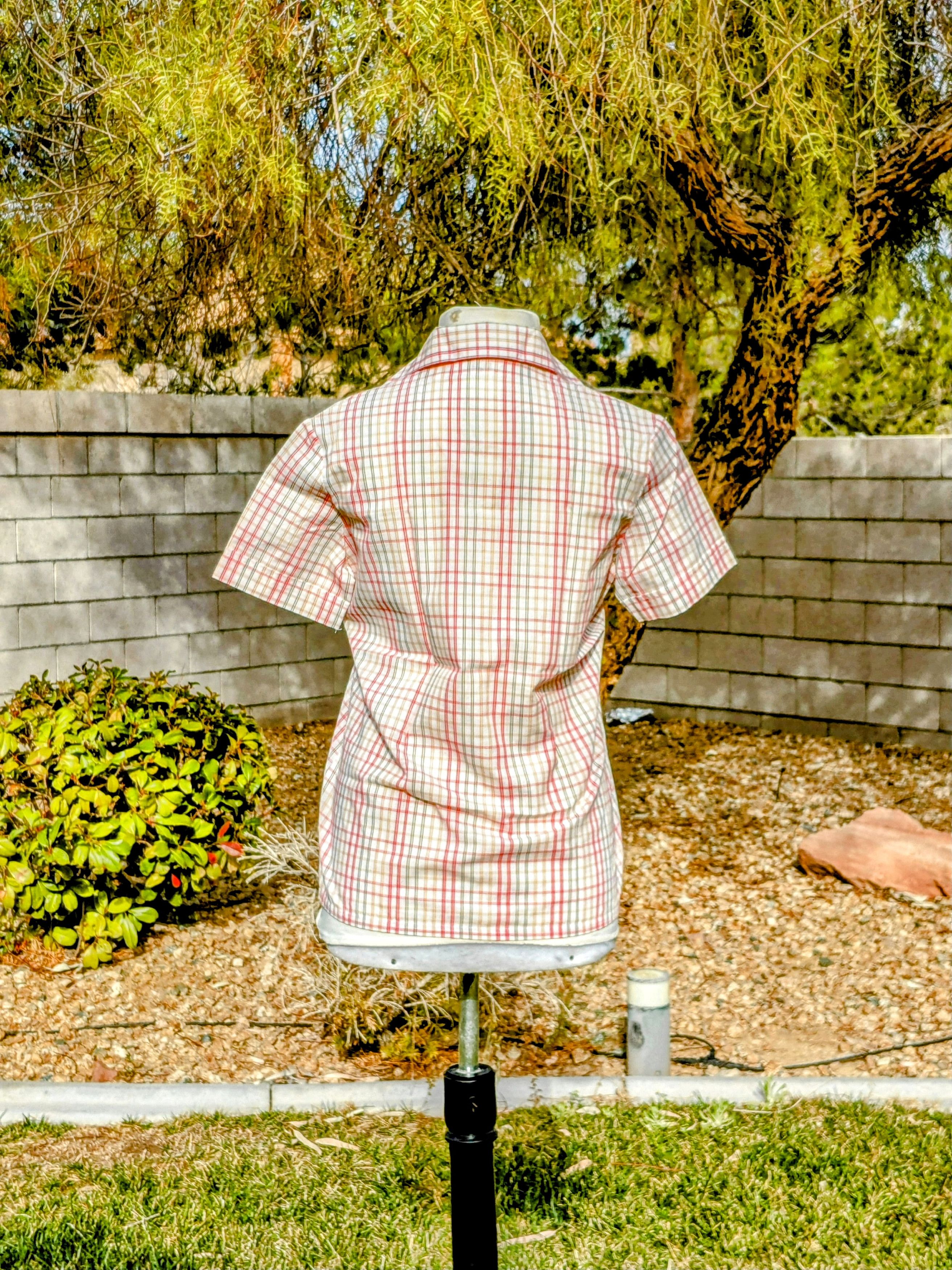 Vintage Lady Manhattan 1980s Button-Down Striped Grid S/S Shirt Size S / US 4 / IT 40 - 2 Thumbnail