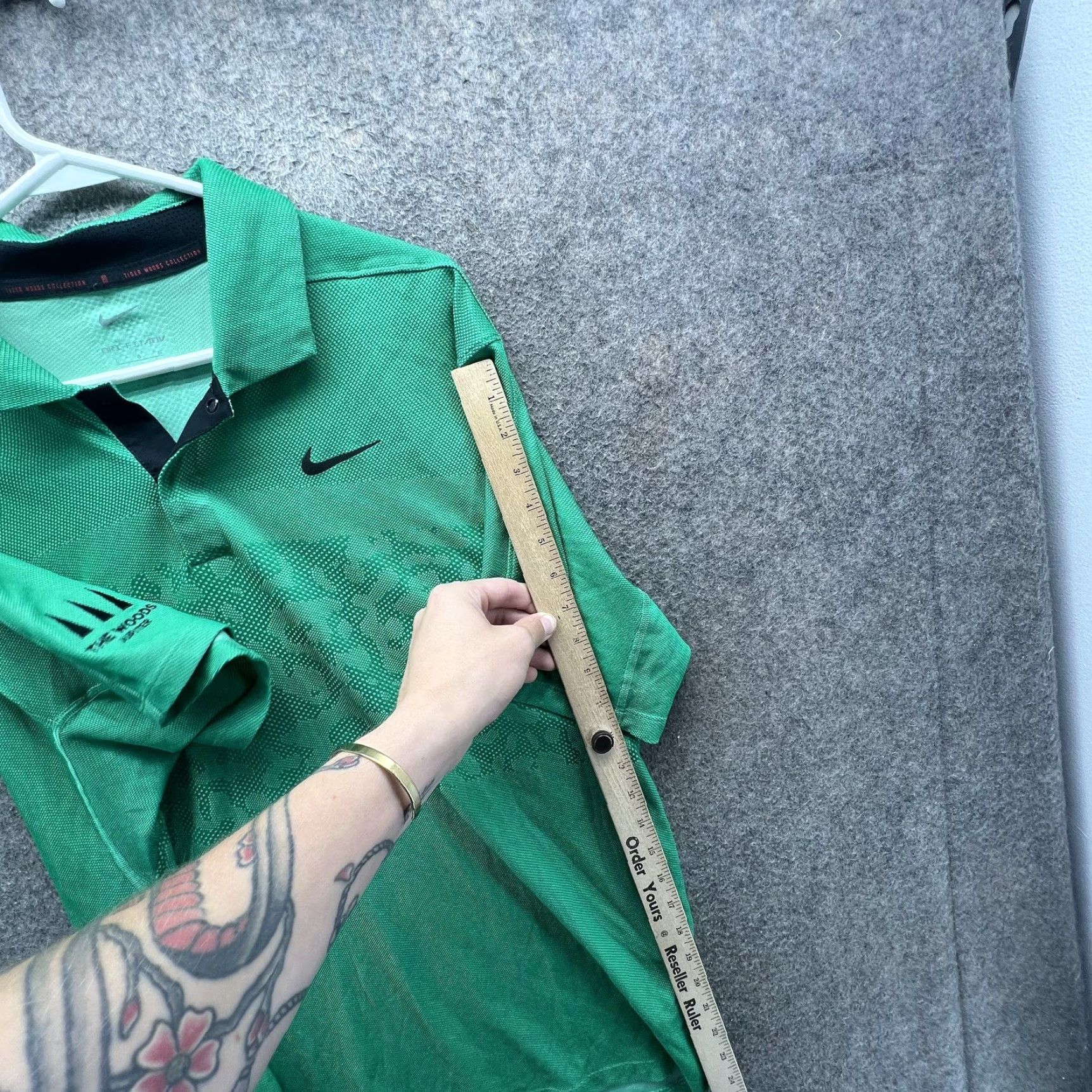 Nike Nike Tiger Woods Collection Polo Shirt Mens Large Green Geometric Dri-Fit Golf Size US L / EU 52-54 / 3 - 3 Thumbnail