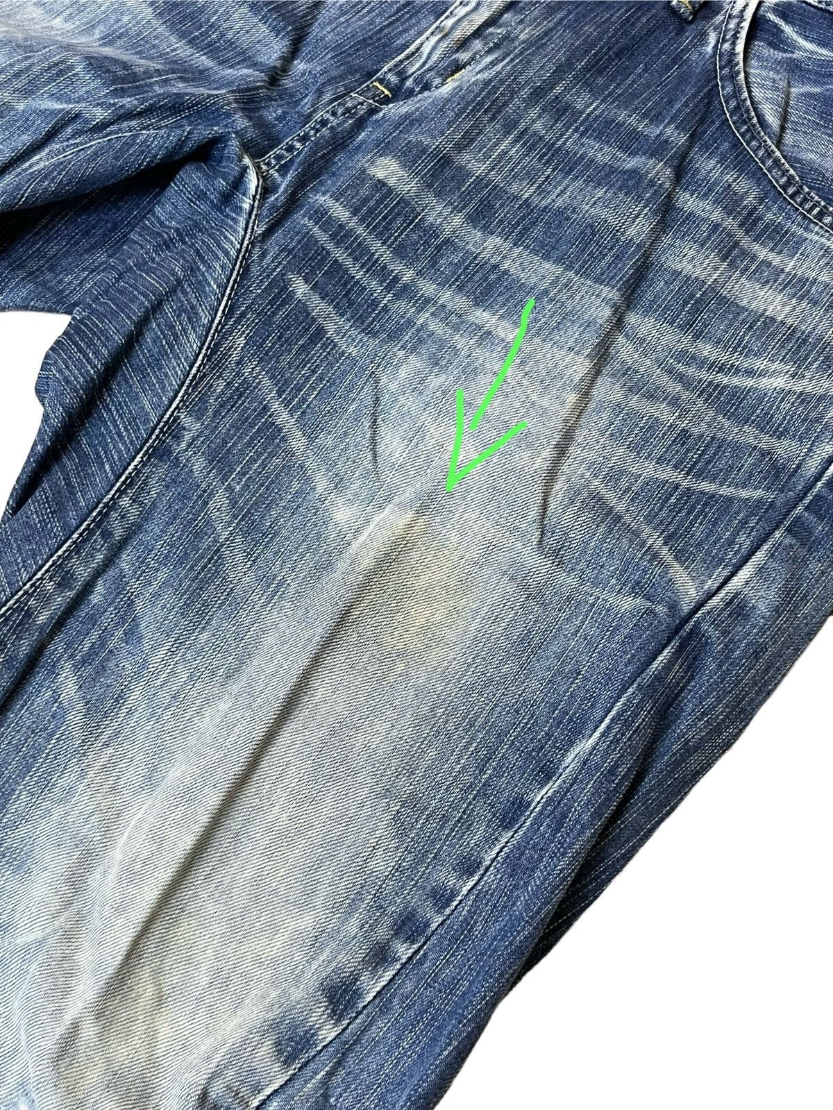 Edwin SICK🔥VINTAGE EDWIN XV FUNCTION CURVE LEG DISTRESSED JEANS Size US 35 - 22 Thumbnail
