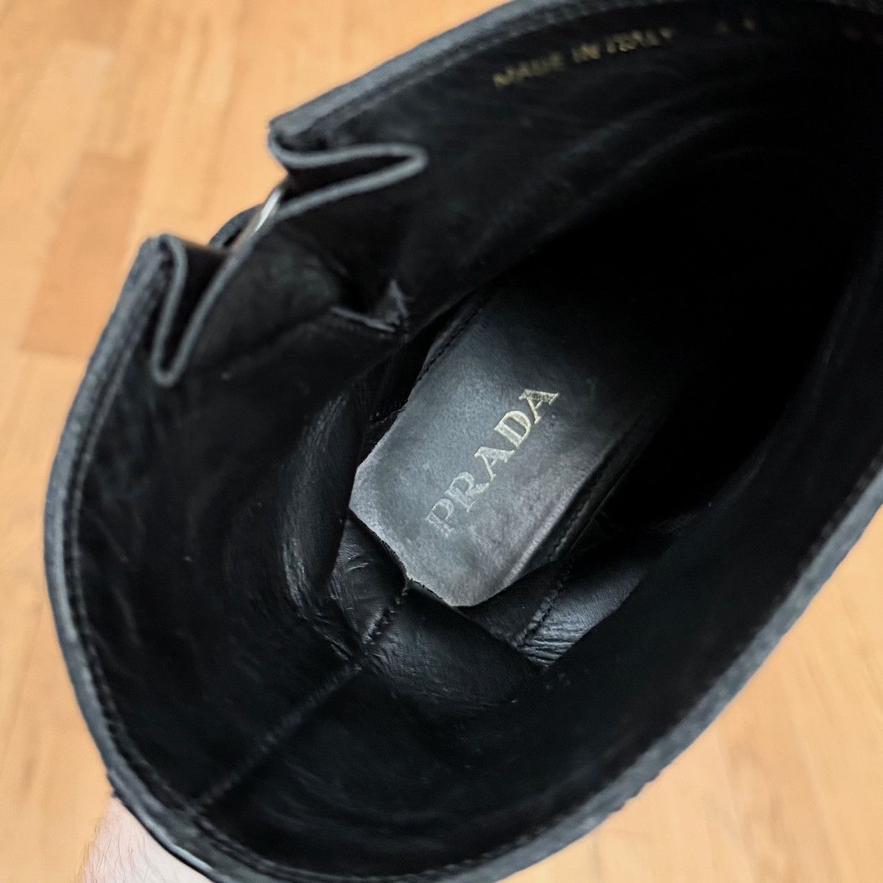 Prada Prada Black Leather Buckled Moto Boots Size US 11 / IT 41 - 13 Thumbnail