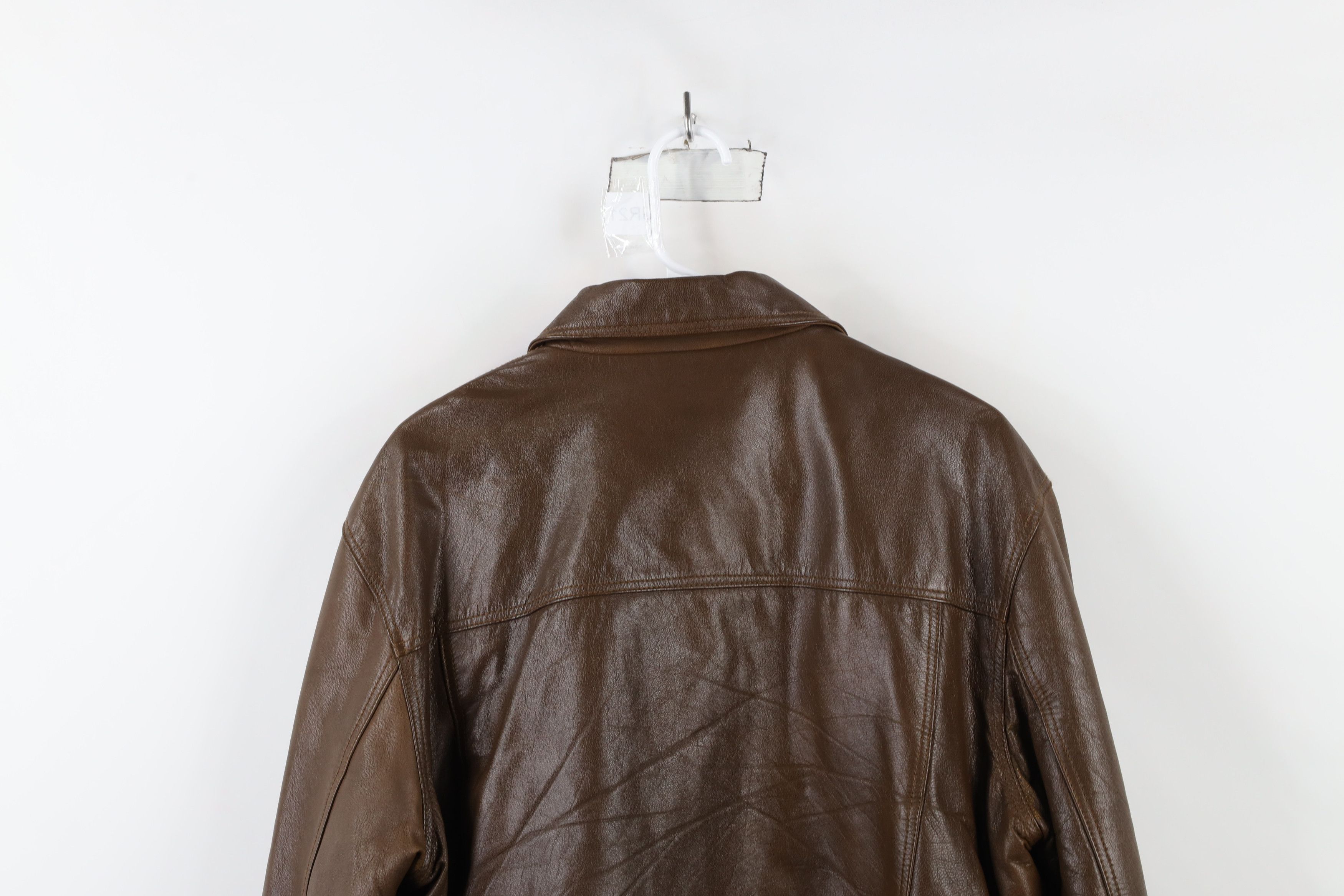 Guess × Vintage Vintage 90s Guess Lined Leather Bomber Jacket Brown Size US M / EU 48-50 / 2 - 15 Thumbnail