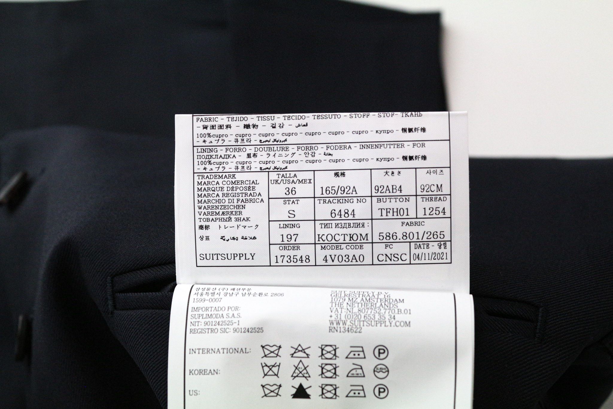 Suitsupply UK36S Blue Wool Waistcoat Trousers Suit 75822 Size 36S - 9 Thumbnail