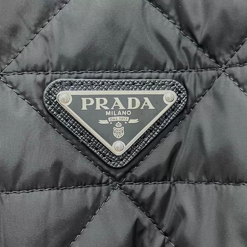 Prada Prada Black triangle diamond plaid lapel zipper belt long- Size XXS / US 00 / IT 34 - 4 Thumbnail